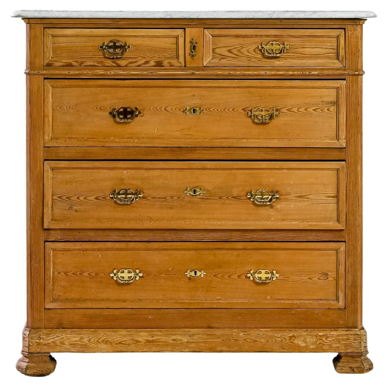 19th Century French Wooden Dresser with Marble Top For Sale