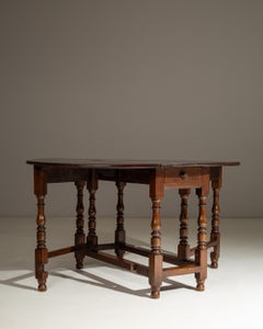 19th Century French Wooden Drop Leaf Table in Original Patina