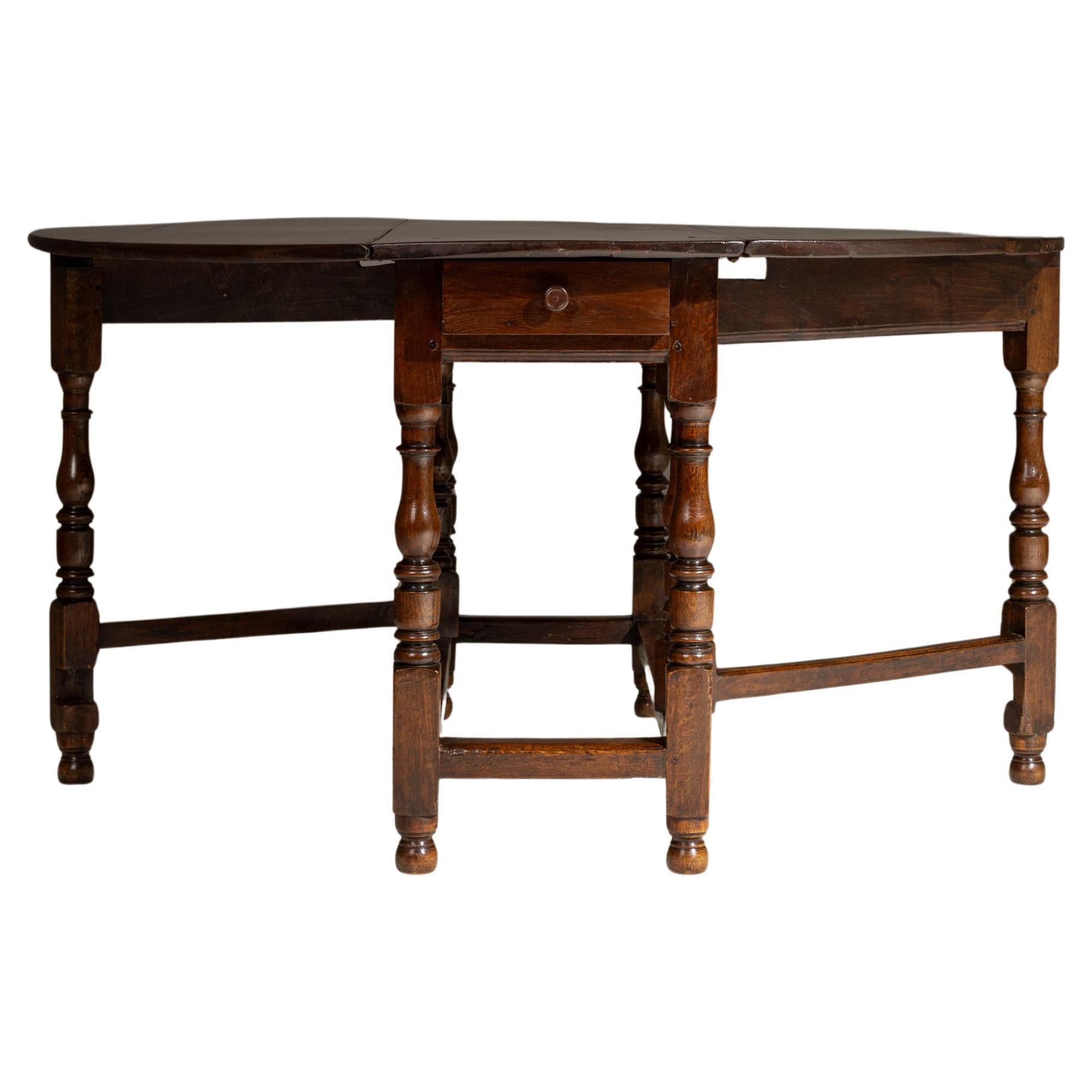 19th Century French Wooden Drop Leaf Table in Original Patina