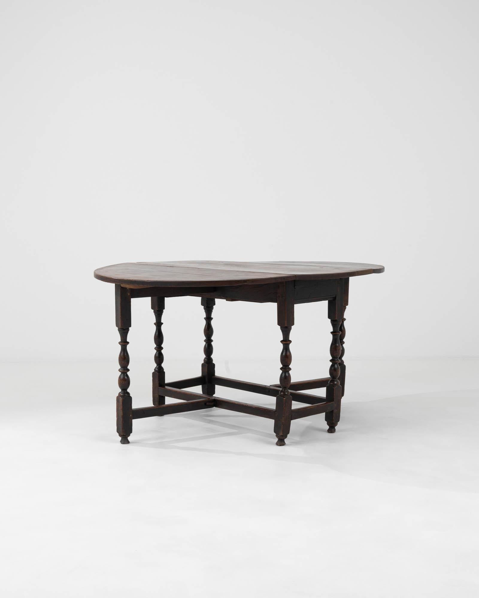 19th Century French Wooden Drop Leaf Table With Original Patina 1