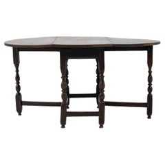 19th Century French Wooden Drop Leaf Table With Original Patina