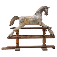 19th Century French Wooden Horse Sculpture, Antique Decor, 47.6\"