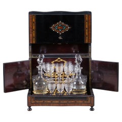 19th Century French Wooden Liquor Cabinet Napoleon III with Crystal Interior
