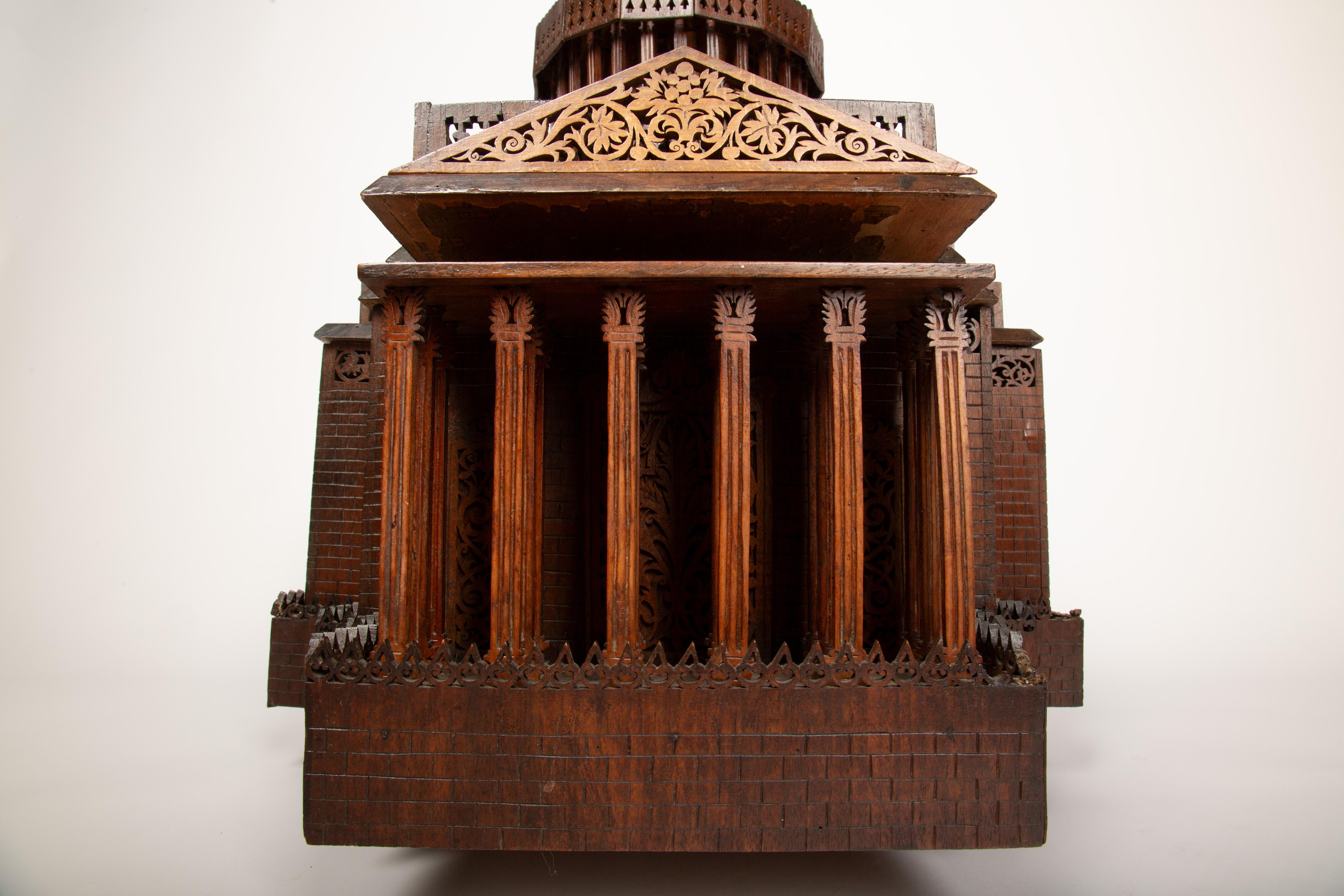 19th Century French Wooden Maquette/Model of the Pantheon with Napoleon I Figure For Sale 6