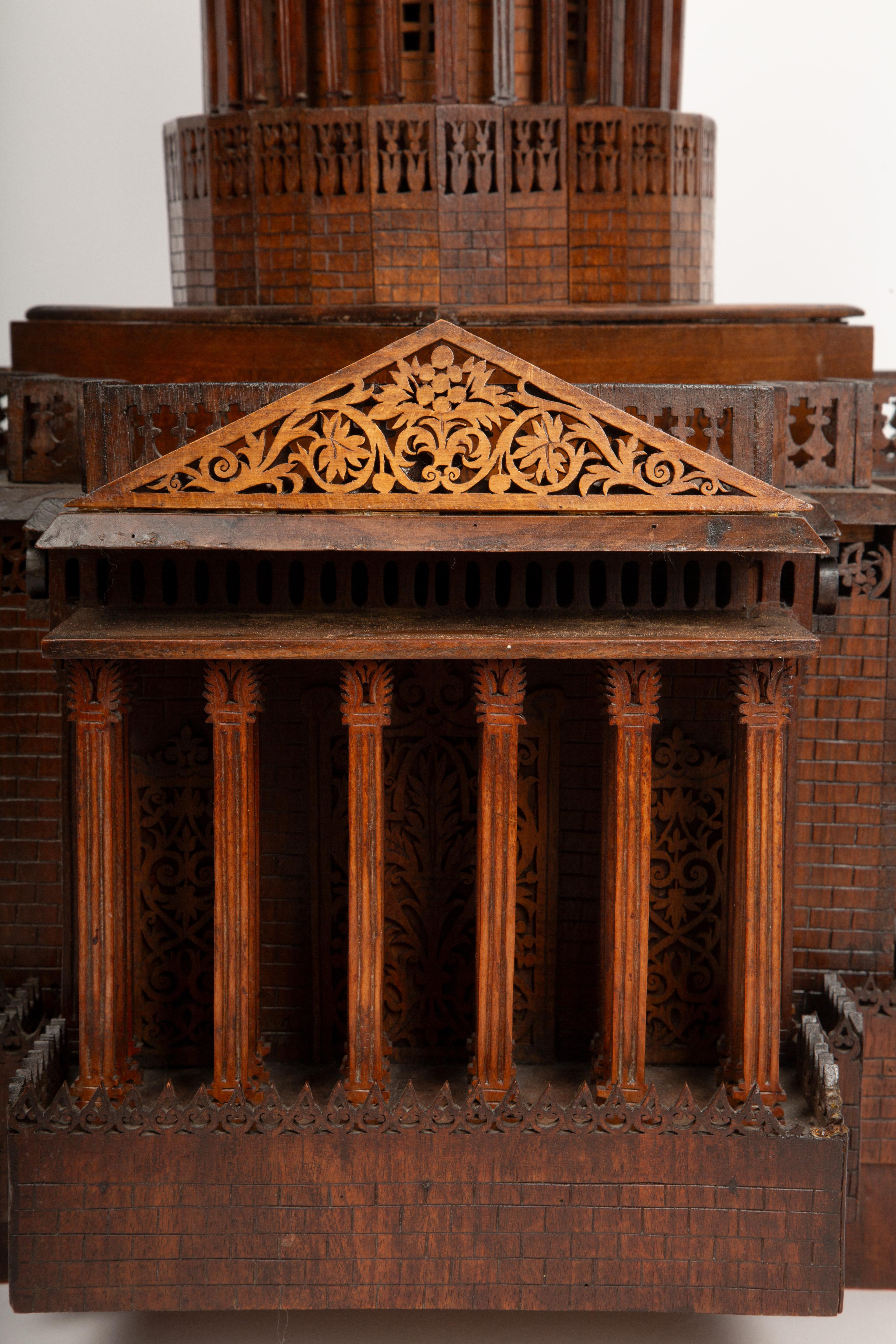 Empire 19th Century French Wooden Maquette/Model of the Pantheon with Napoleon I Figure For Sale