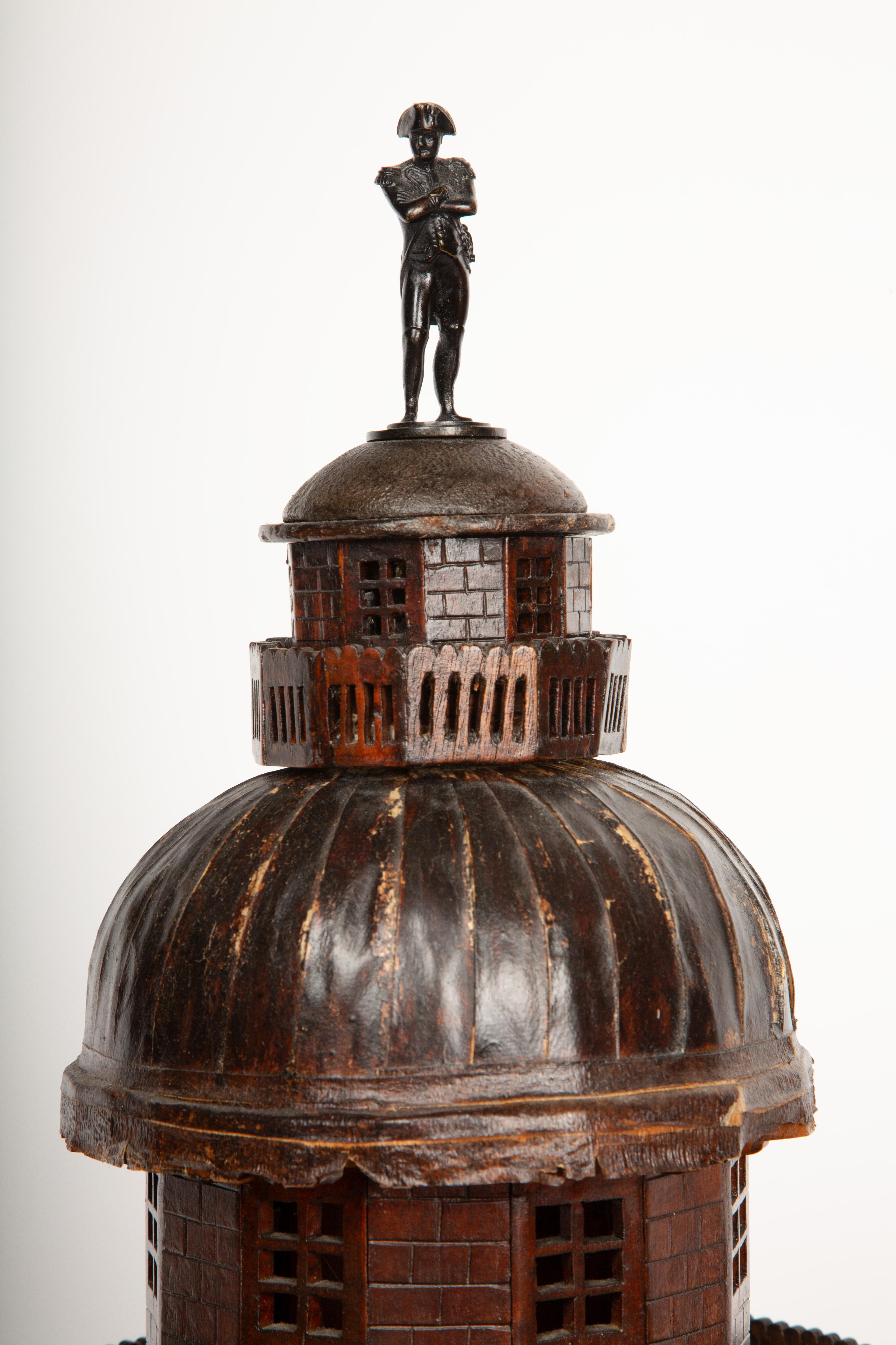 19th Century French Wooden Maquette/Model of the Pantheon with Napoleon I Figure For Sale 2
