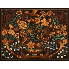 19th Century French Wooden Marquetry Panel of Flowers