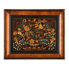19th Century French Wooden Marquetry Panel of Flowers