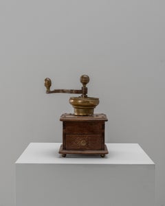 19th Century French Wooden & Metal Coffee Grinder