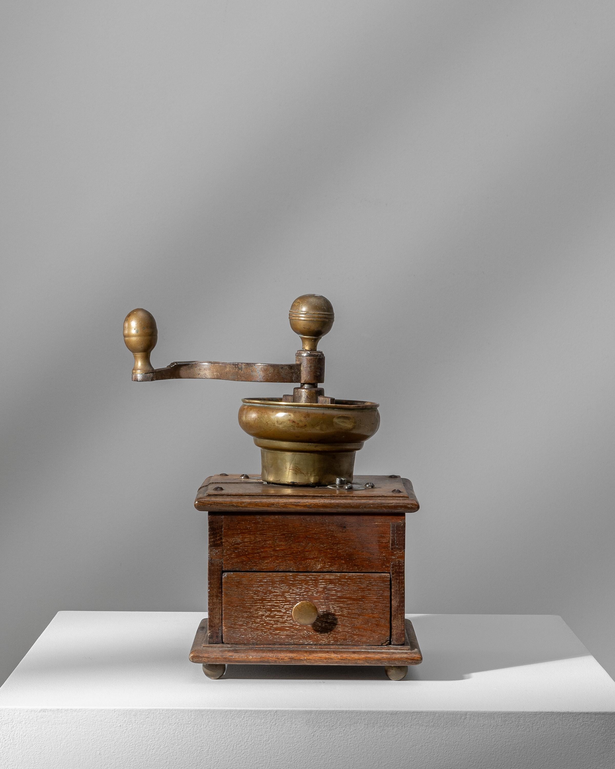 19th Century French Wooden & Metal Coffee Grinder In Good Condition For Sale In High Point, NC