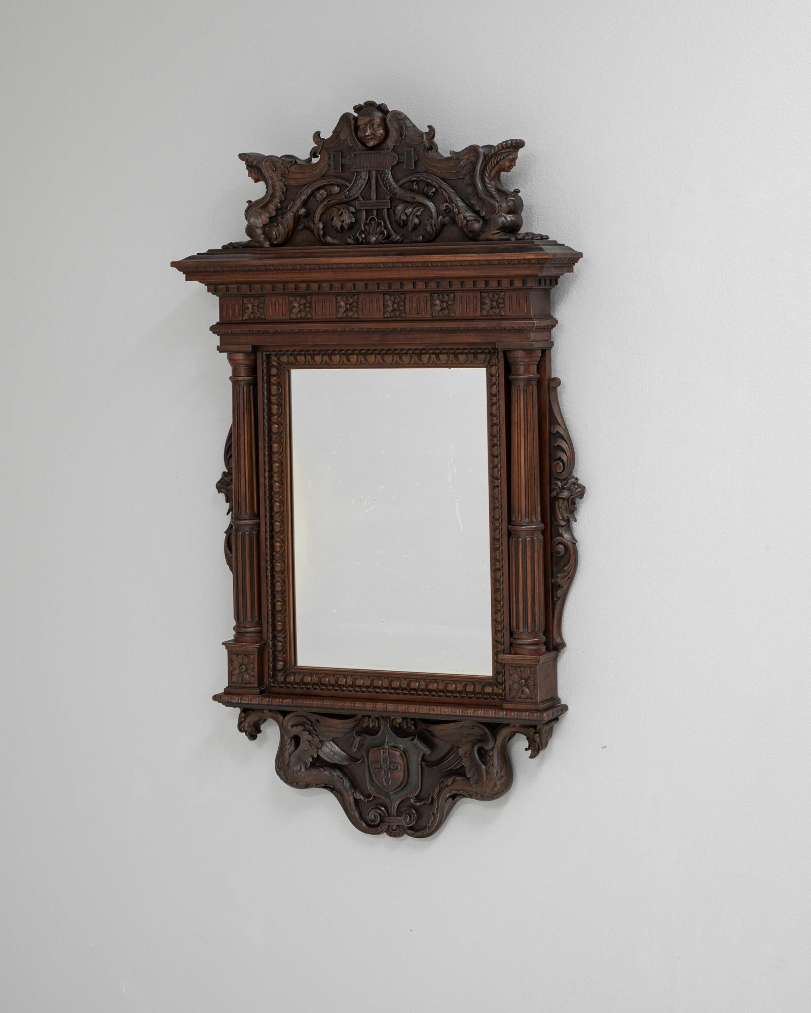 Francese Specchio di legno francese del XIX secolo in vendita