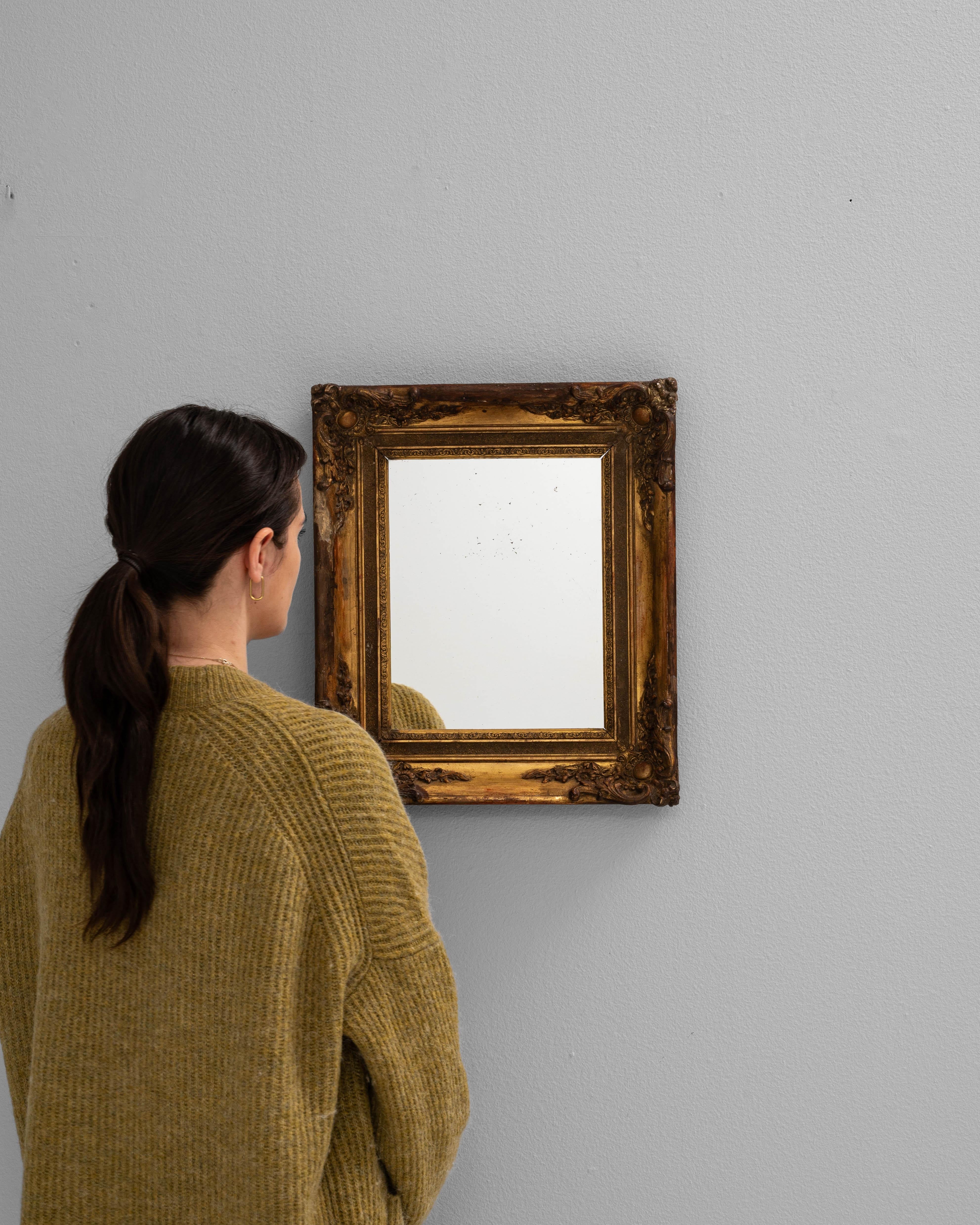 Français Miroir en bois français du 19e siècle en vente