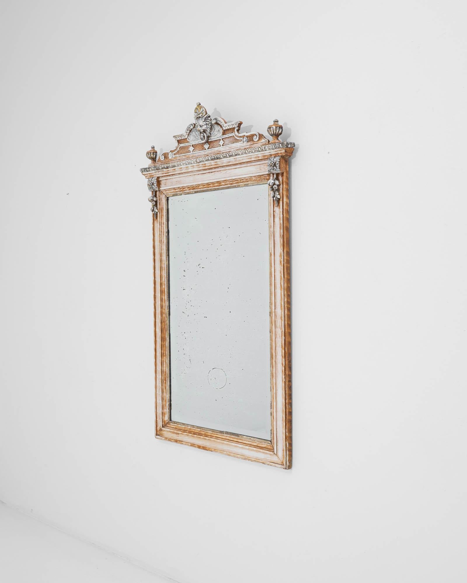 19th Century French Wooden Mirror In Good Condition In High Point, NC
