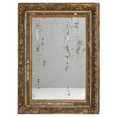 19th Century French Wooden Mirror with Gilded Frame, Antique Elegance