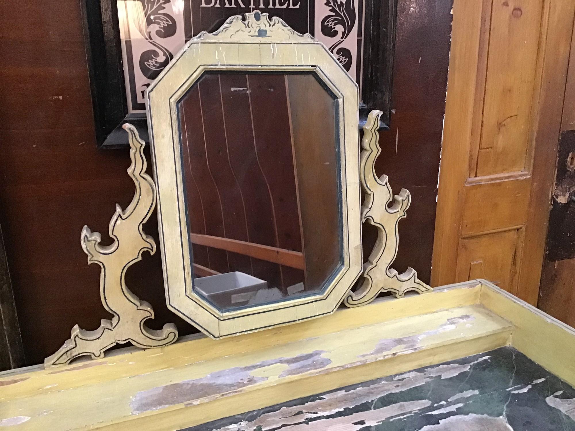 Victorian 19th Century French Wooden Mirrored Vanity with Turned Details, 1890s