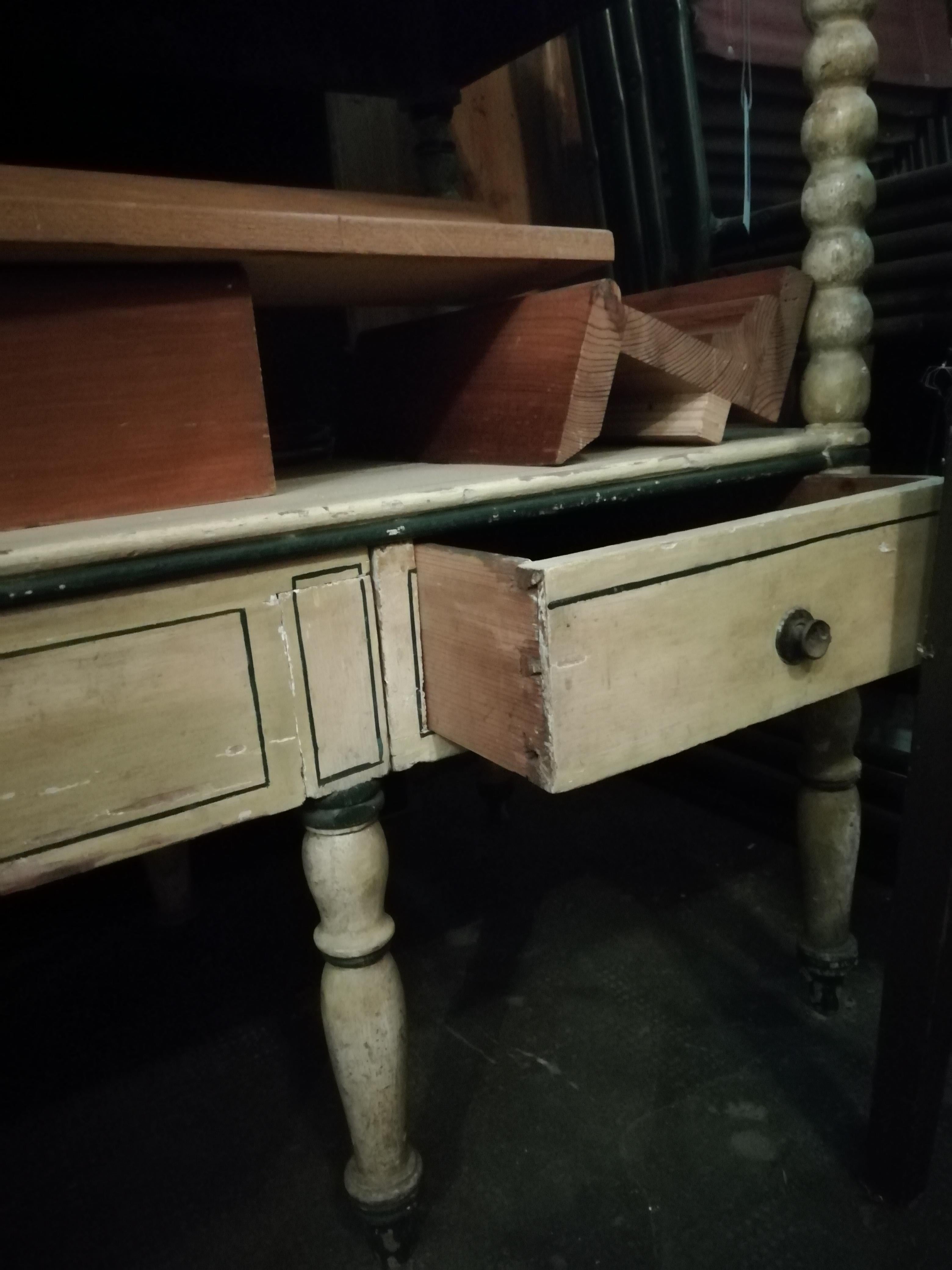 Late 19th Century 19th Century French Wooden Mirrored Vanity with Turned Details, 1890s