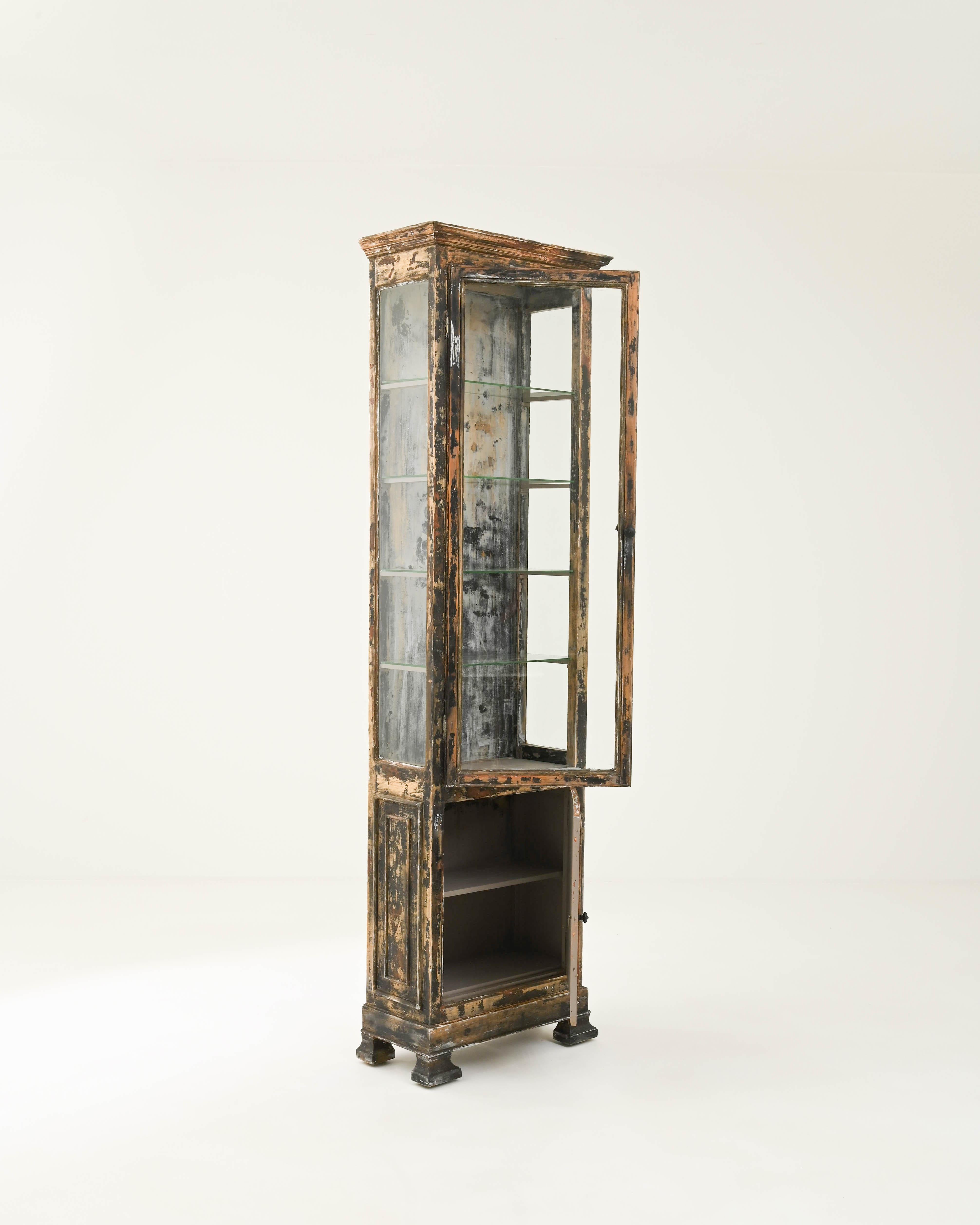 Glass 19th Century French Wooden Patinated Vitrine For Sale