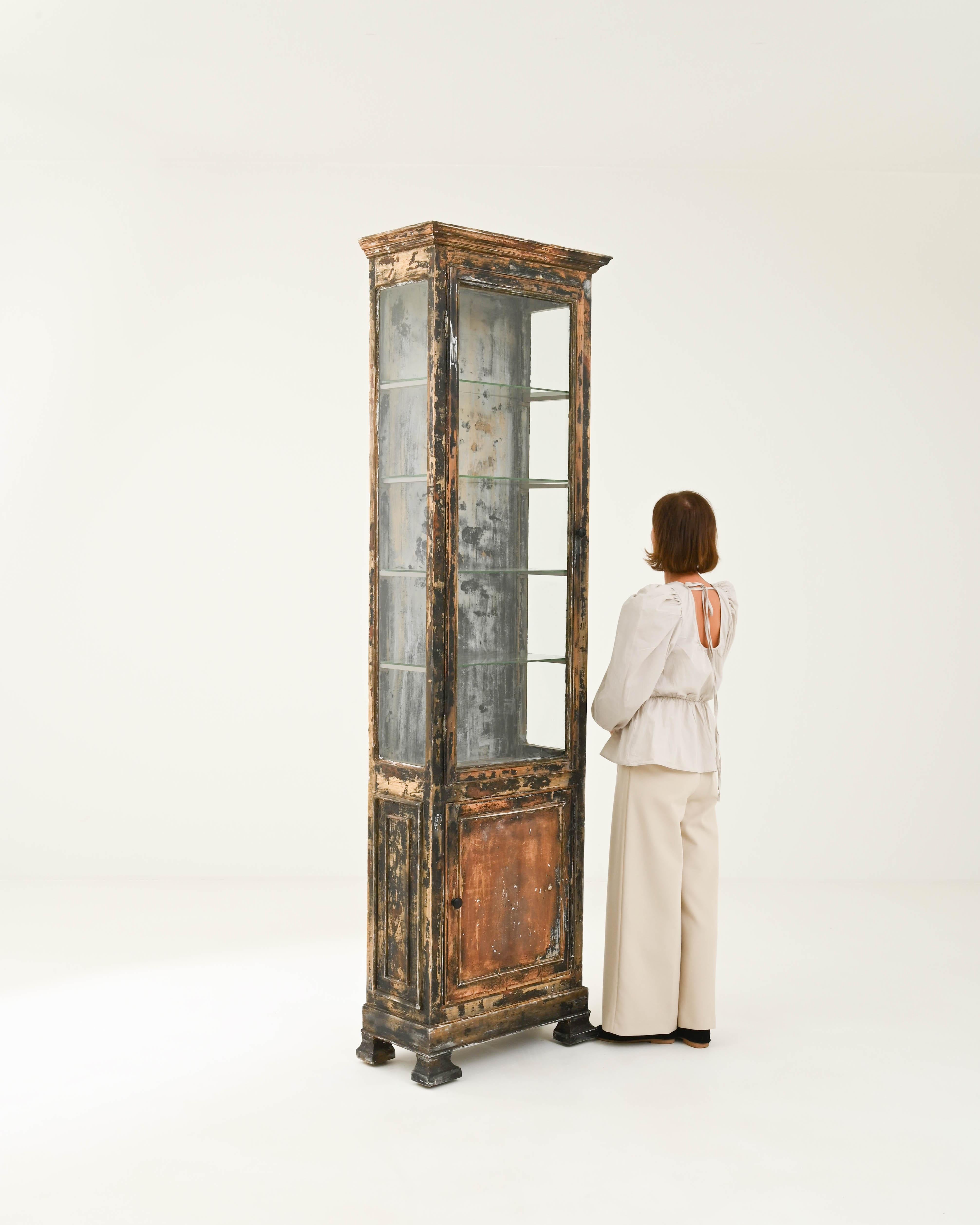 19th Century French Wooden Patinated Vitrine For Sale 1