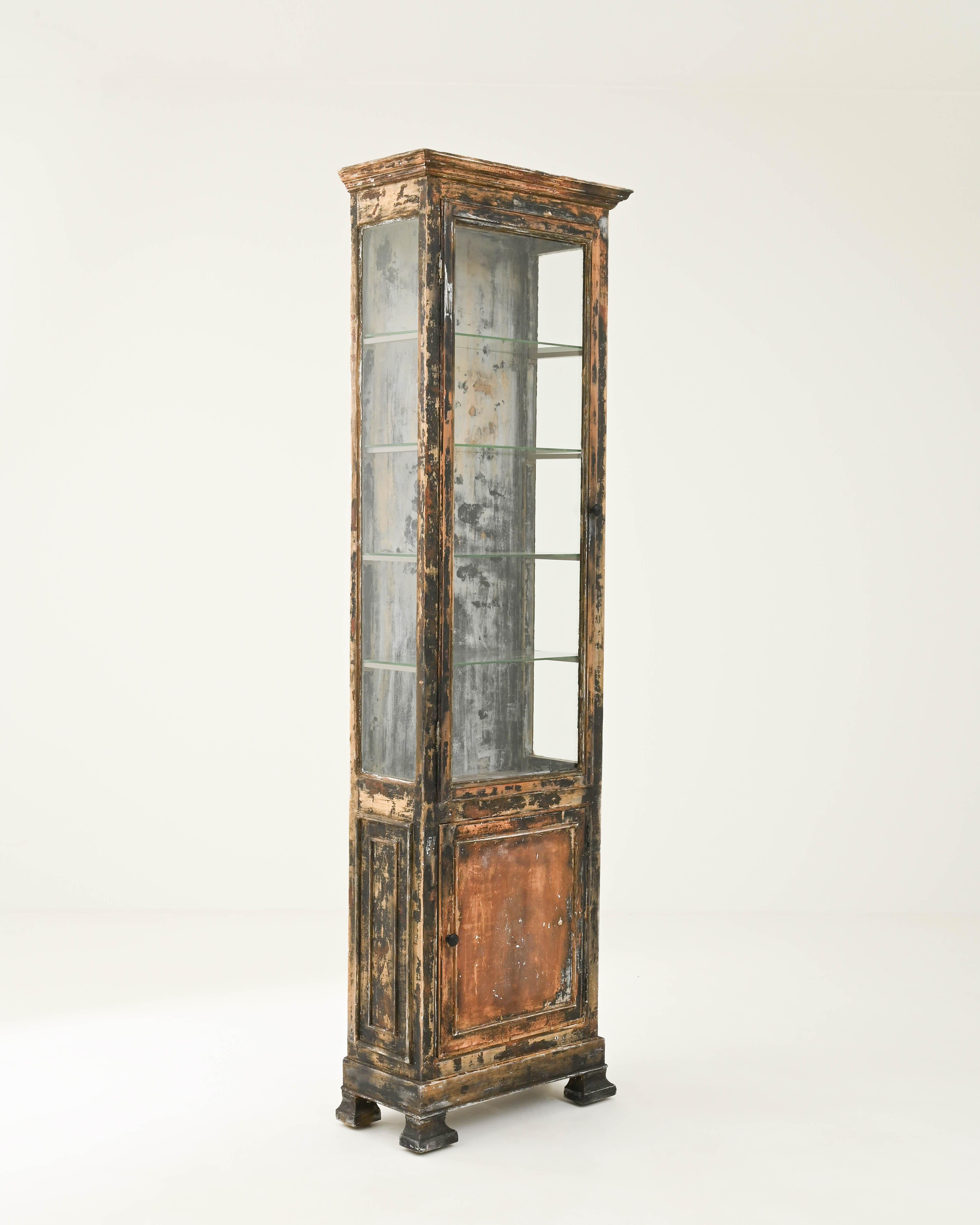 19th Century French Wooden Patinated Vitrine For Sale 2