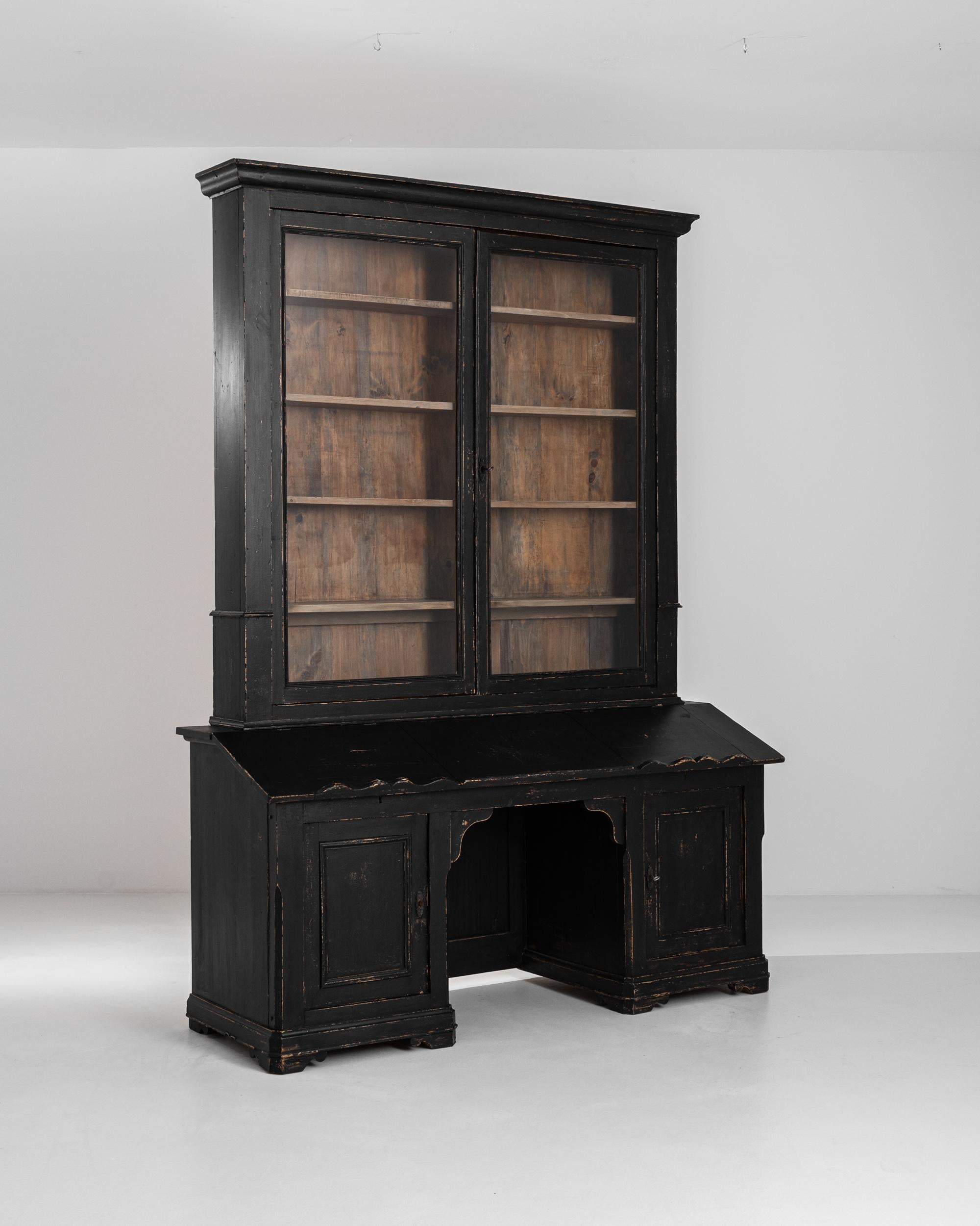 19th Century, French, Wooden Secretaire Vitrine For Sale 1