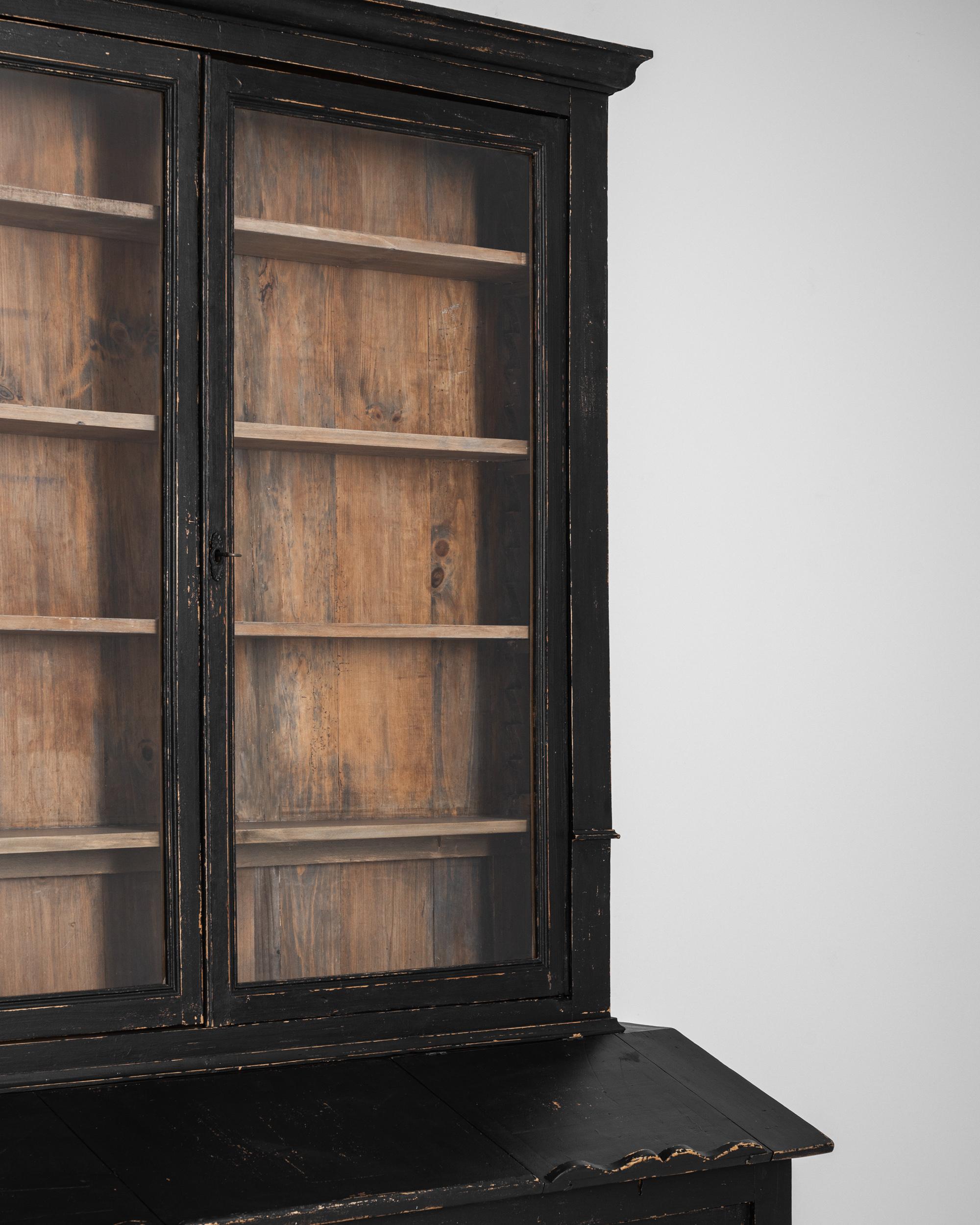 19th Century, French, Wooden Secretaire Vitrine For Sale 4