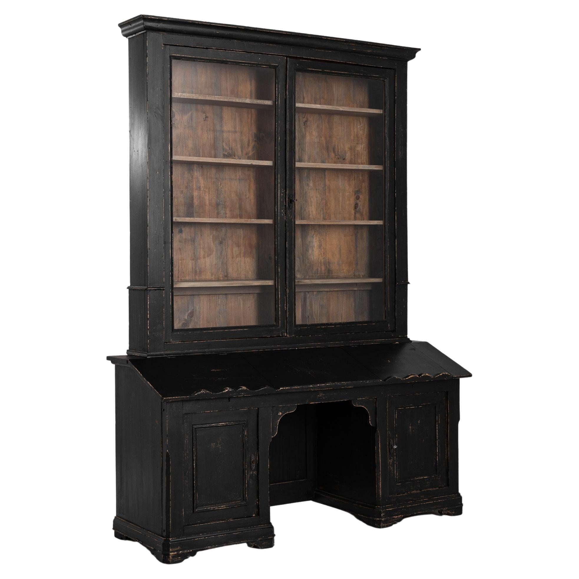 19th Century, French, Wooden Secretaire Vitrine For Sale