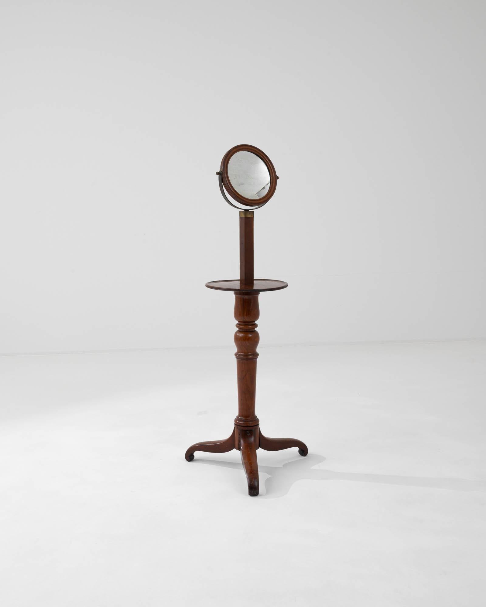 19th Century French Wooden Shaving Mirror In Good Condition For Sale In High Point, NC