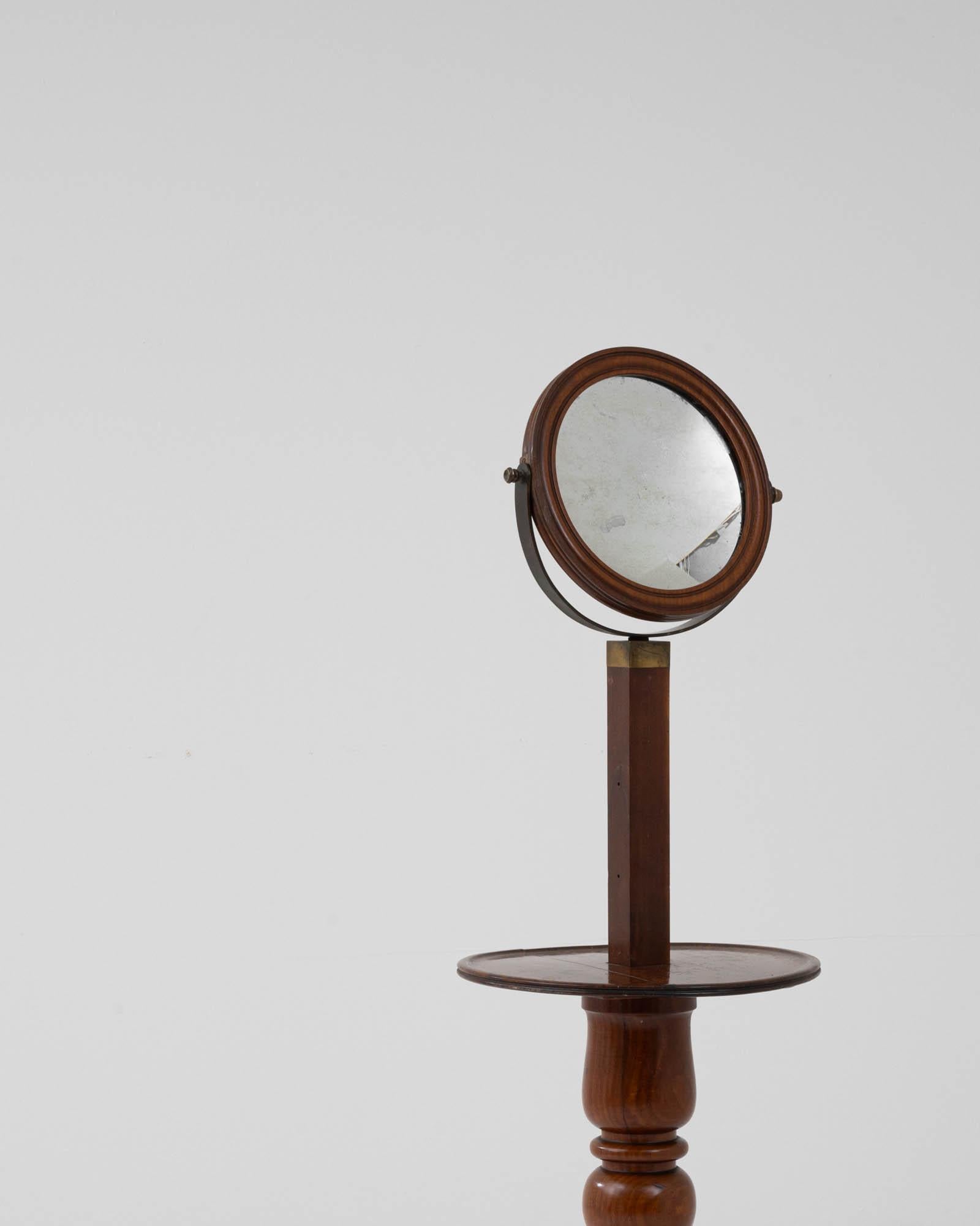 19th Century French Wooden Shaving Mirror For Sale 1