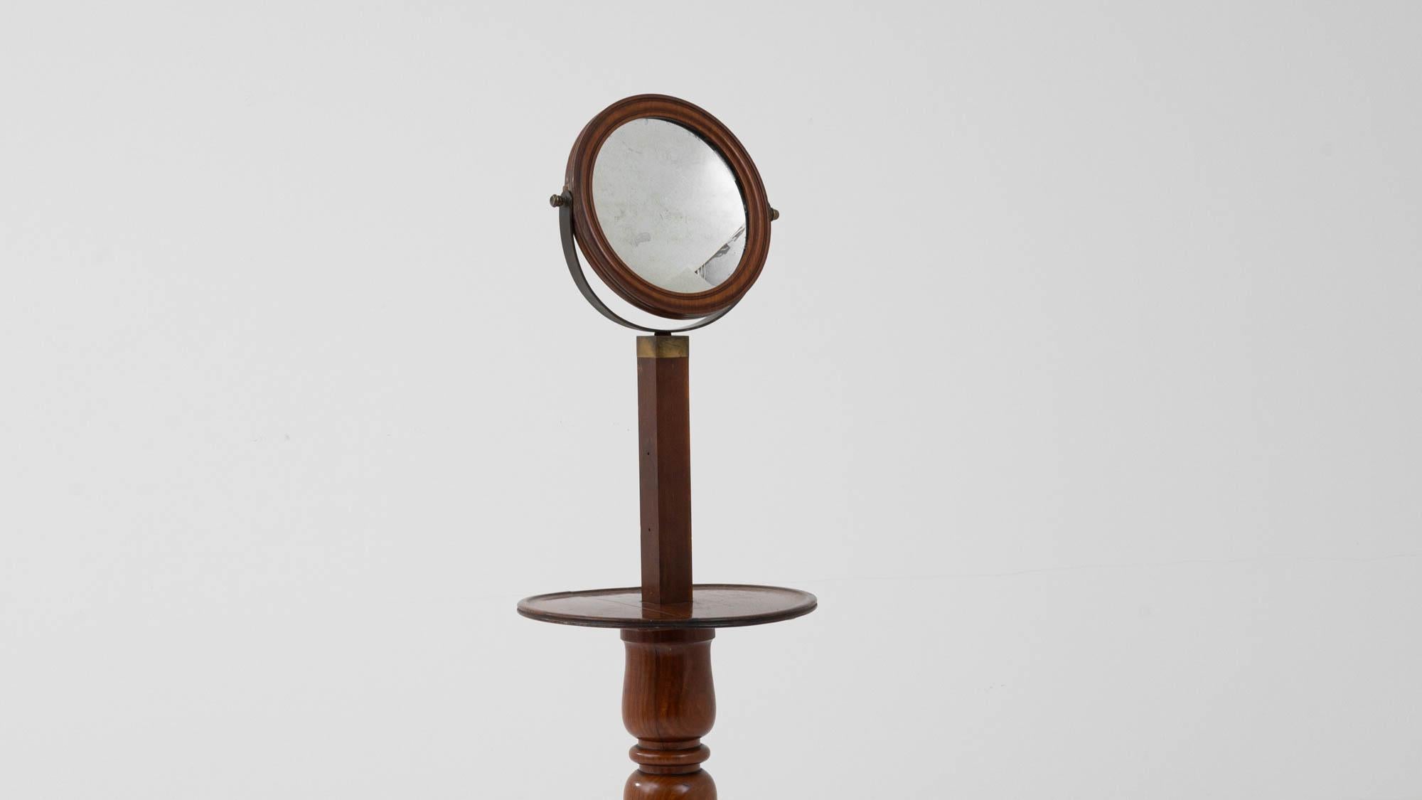 Laiton Miroir de rasage en bois français du 19e siècle en vente