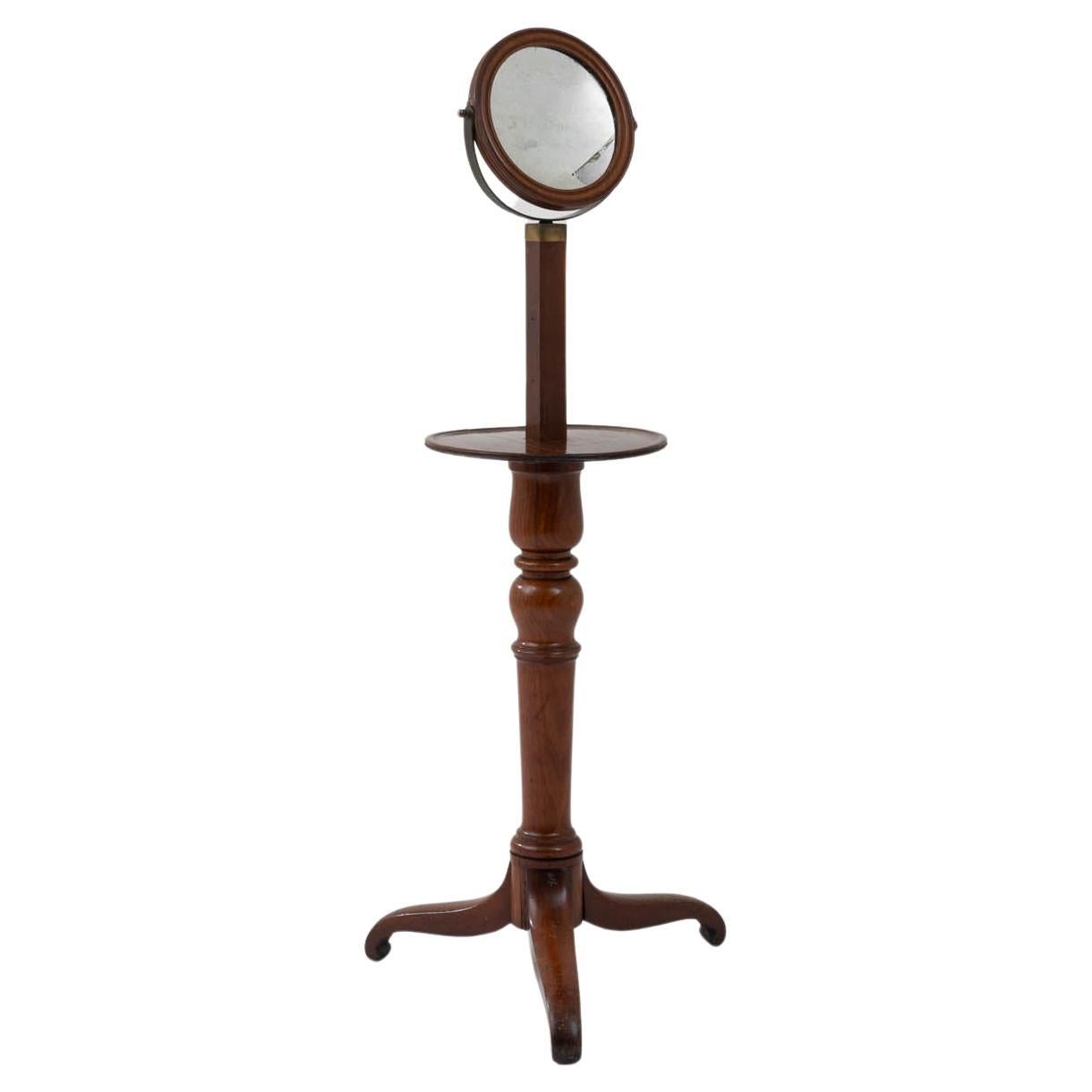 19th Century French Wooden Shaving Mirror For Sale