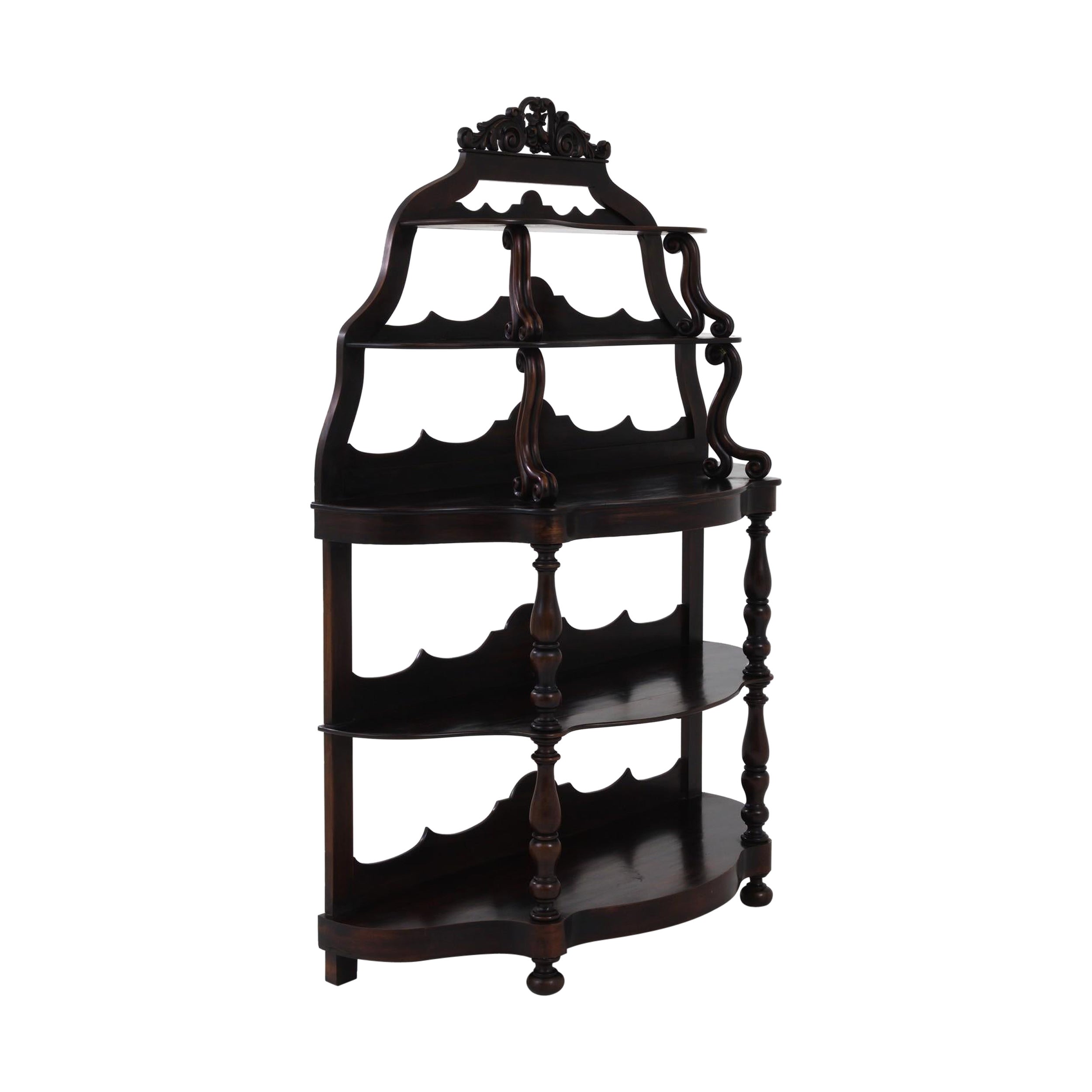 Etagère en bois française du 19ème siècle avec patine d'origine