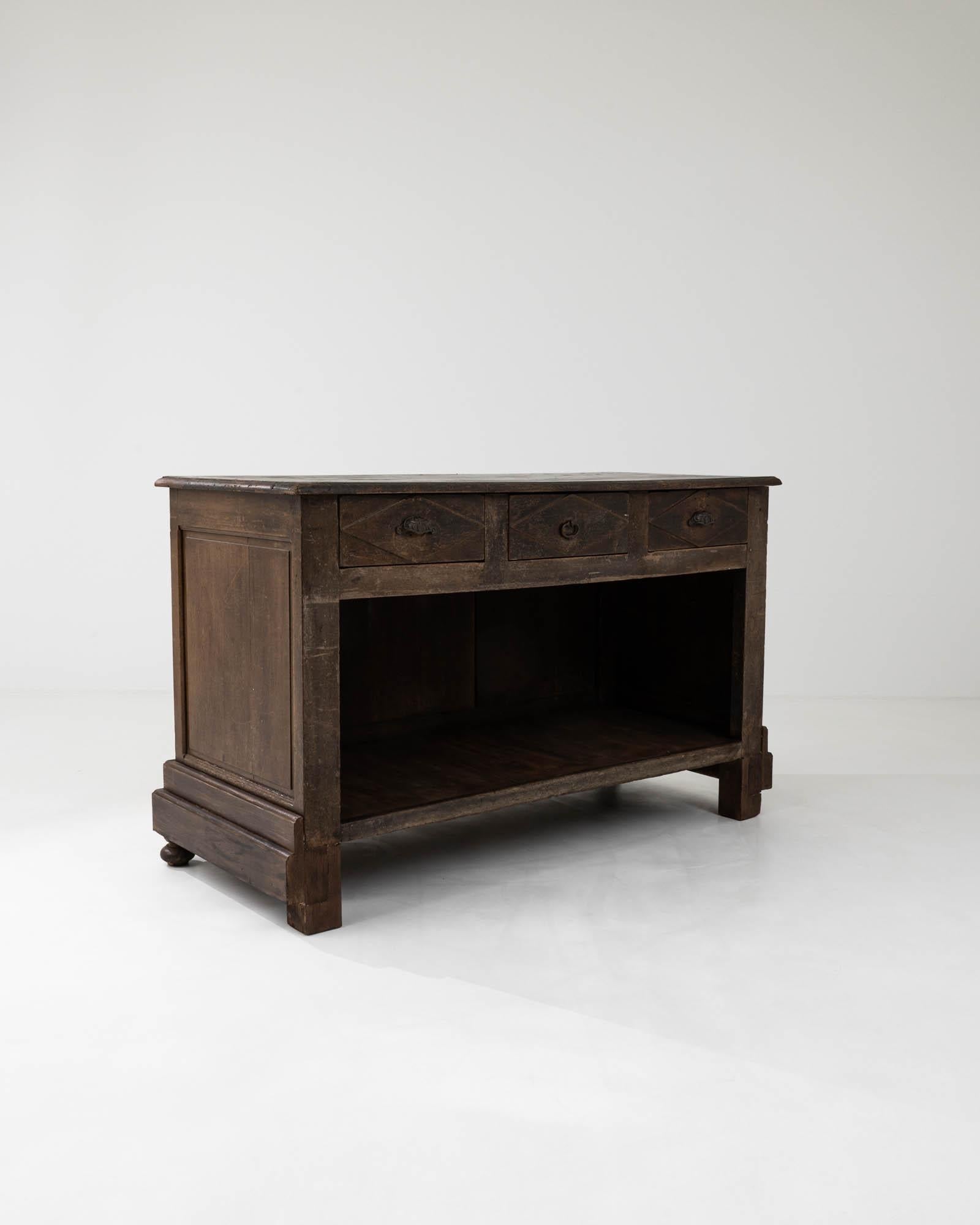 Französischer Holz-Einkaufstisch aus dem 19. Jahrhundert im Angebot 2