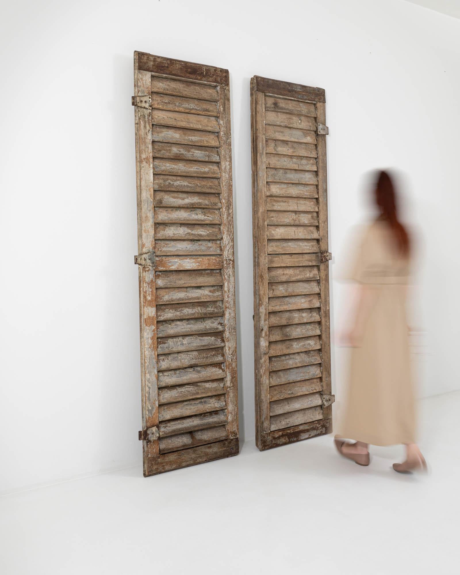 19th Century French Wooden Shutters In Good Condition In High Point, NC