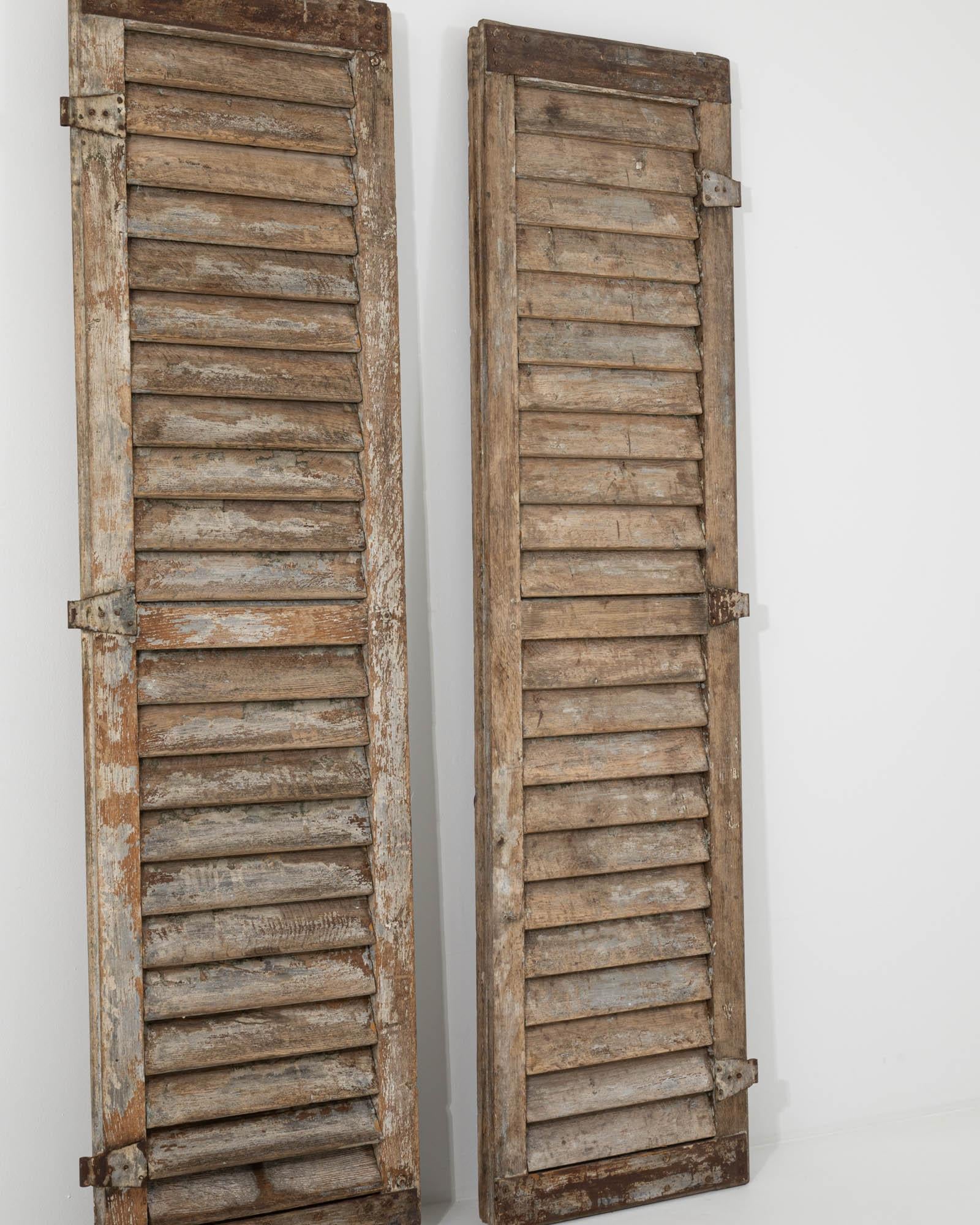 Metal 19th Century French Wooden Shutters For Sale