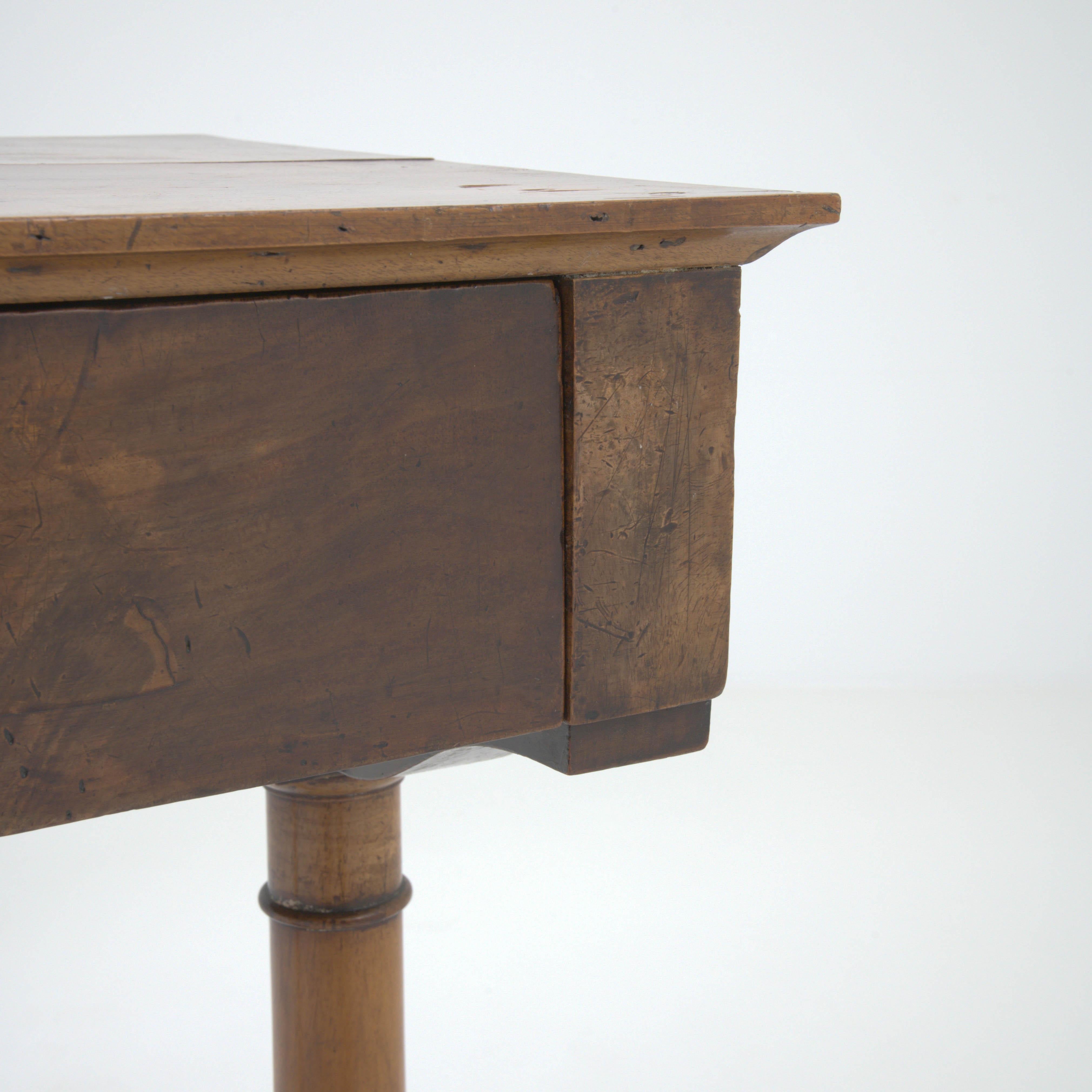 19th Century French Wooden Side Table With Original Patina On Wheels 5