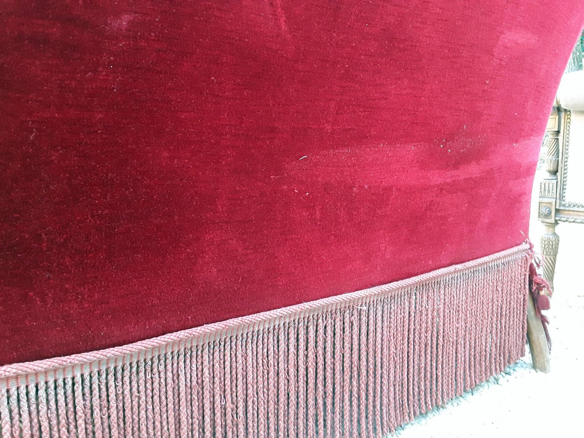 19th Century, French Wooden Sofa with Its Original Brocade Velvet Fabric 7