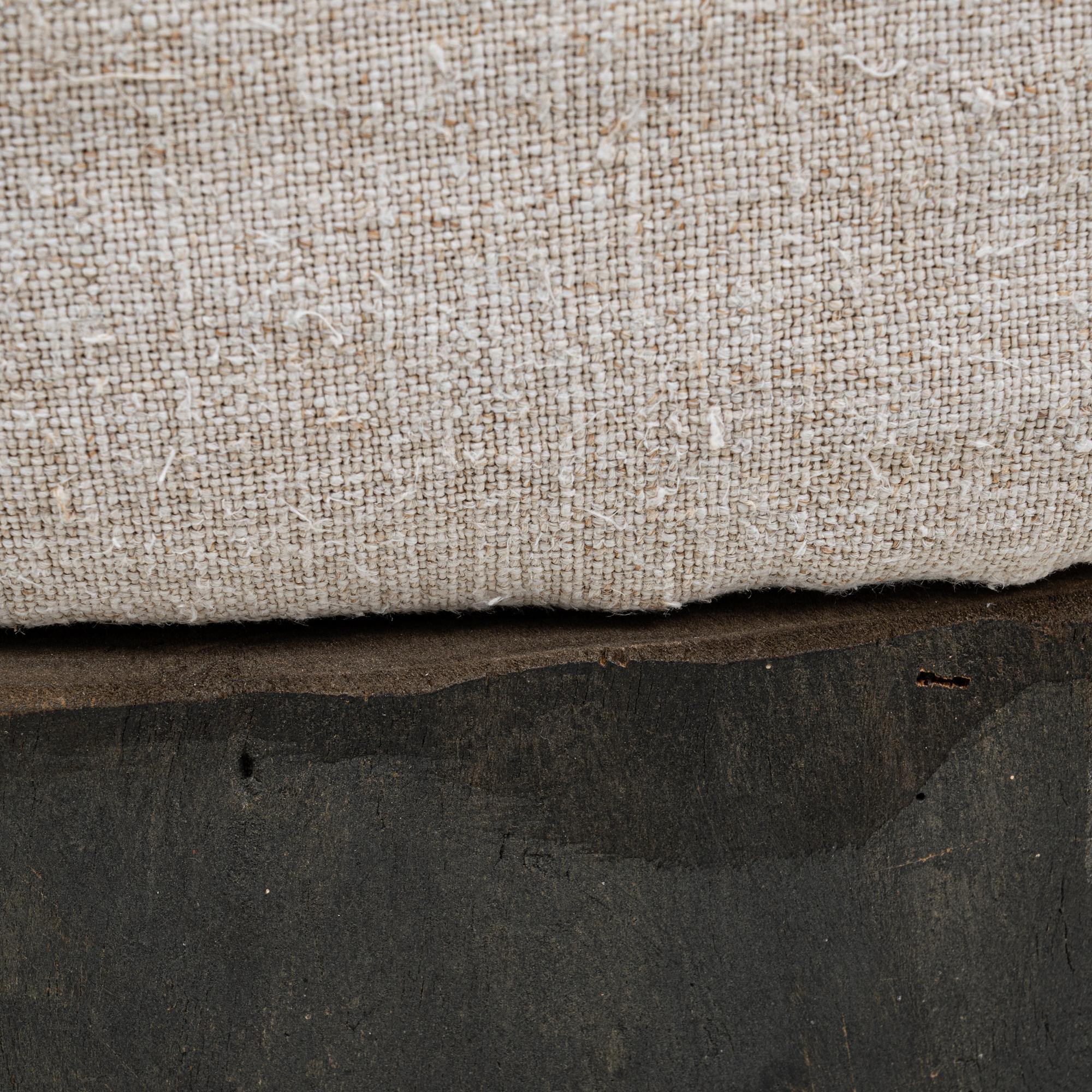 Taburete francés de madera del siglo XIX con asiento tapizado en venta 4
