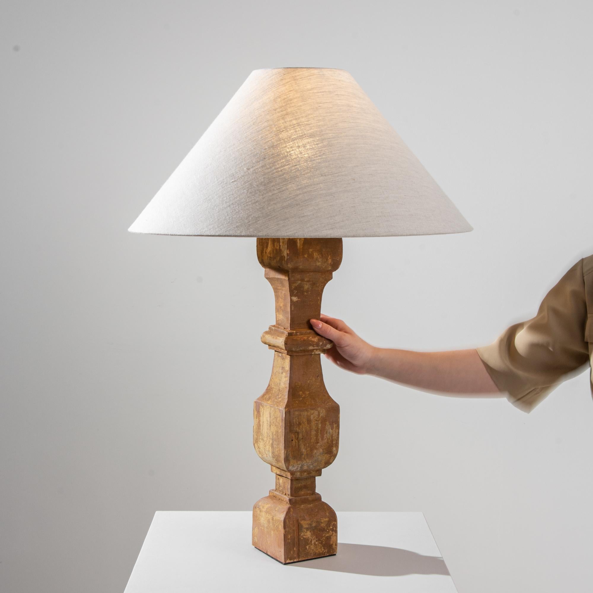 19th Century French Wooden Table Lamp 1