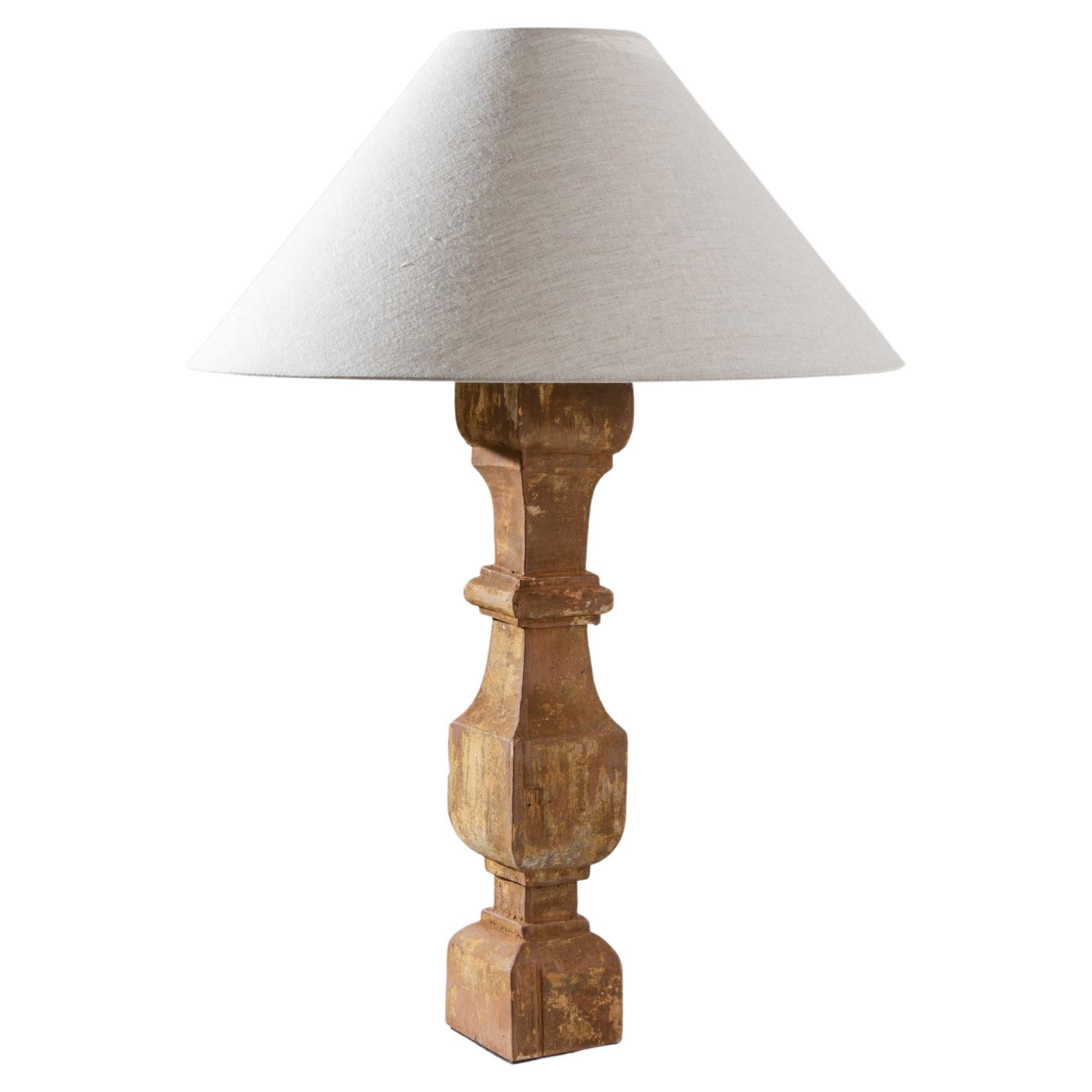 19th Century French Wooden Table Lamp