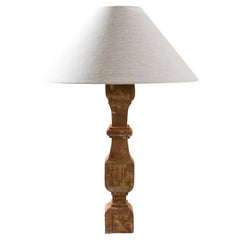 19th Century French Wooden Table Lamp