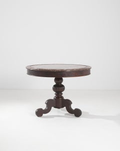 19th Century French Wooden Table with Marble Top
