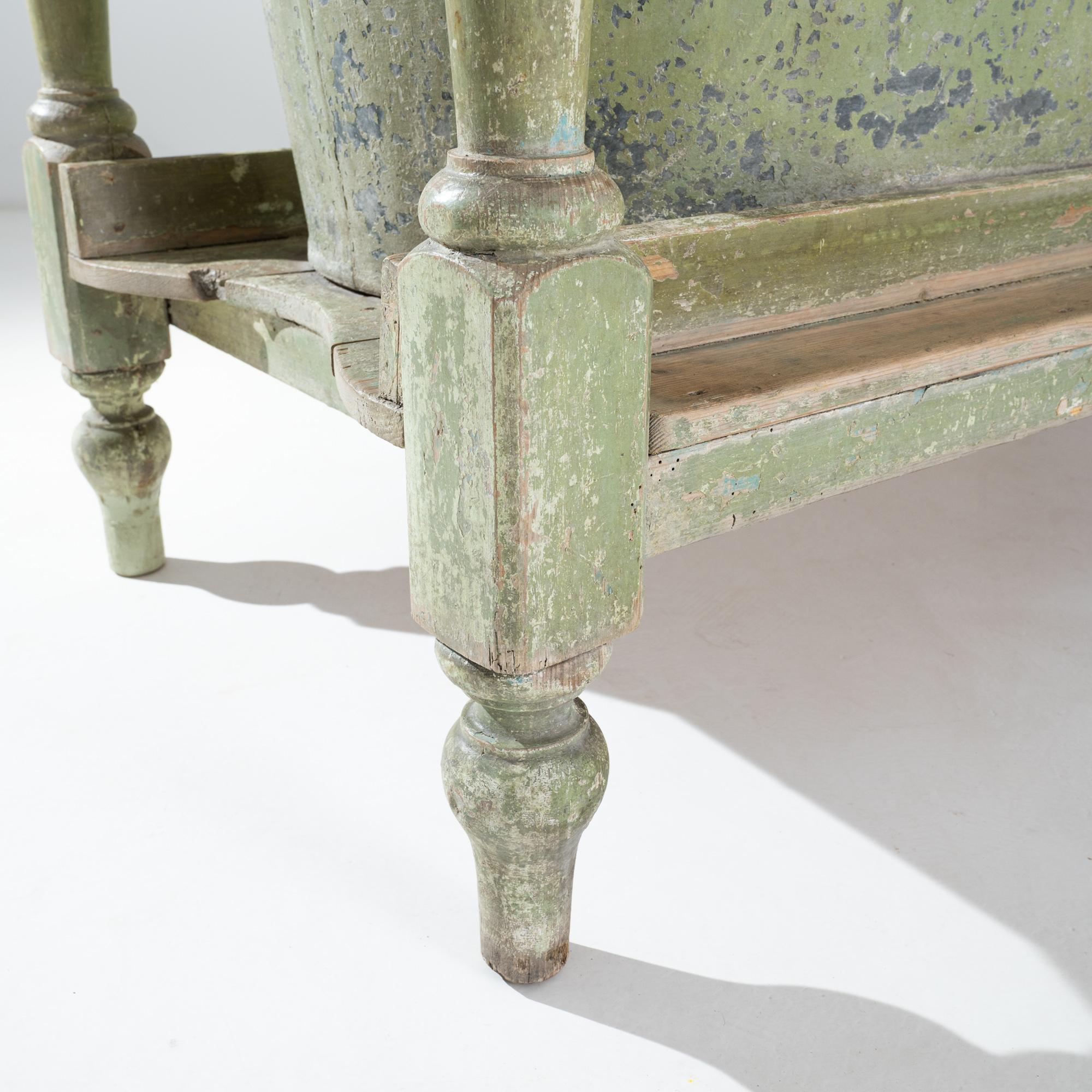 19th Century French Wooden Table with Zinc Bath 8