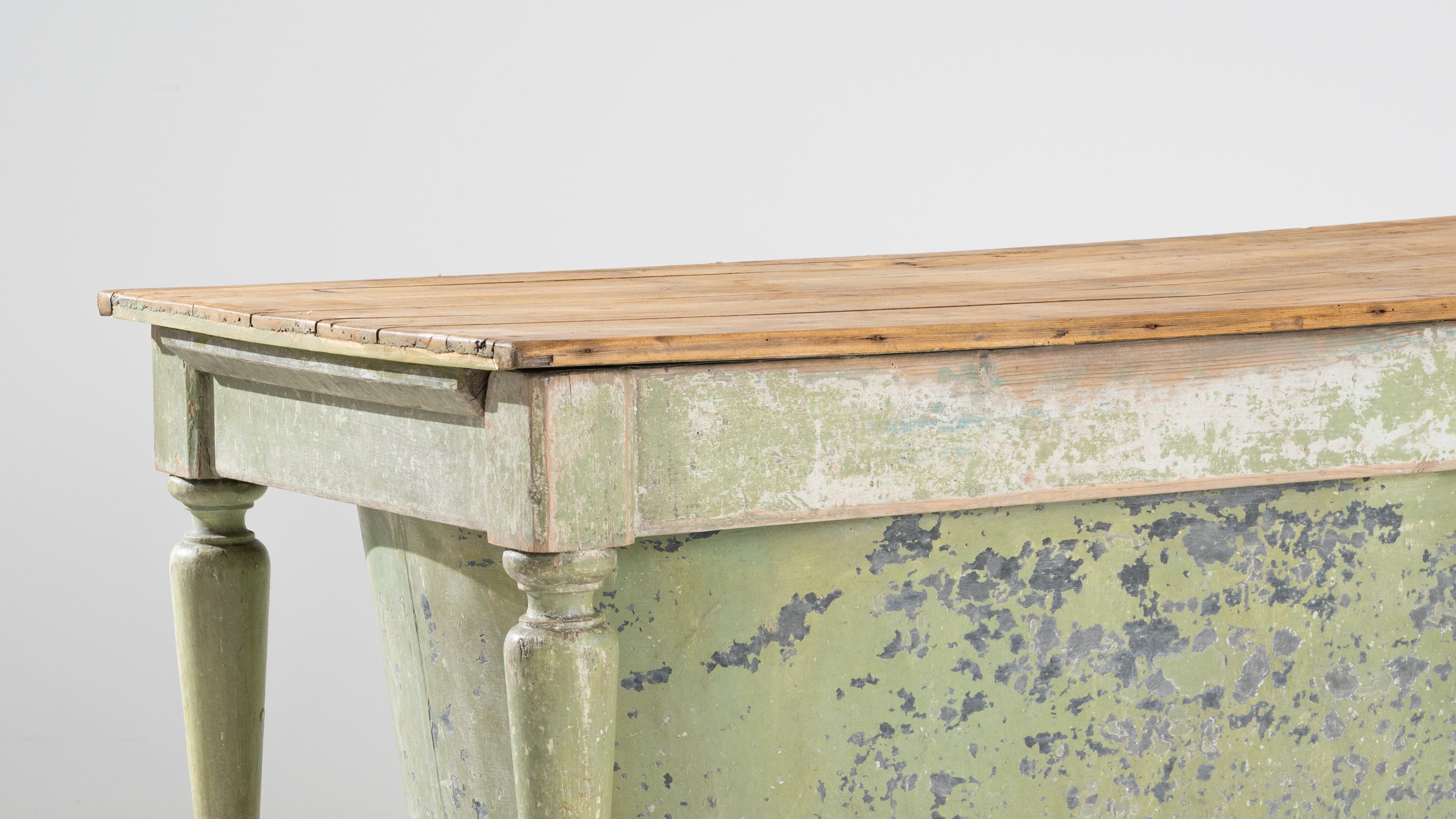19th Century French Wooden Table with Zinc Bath 5