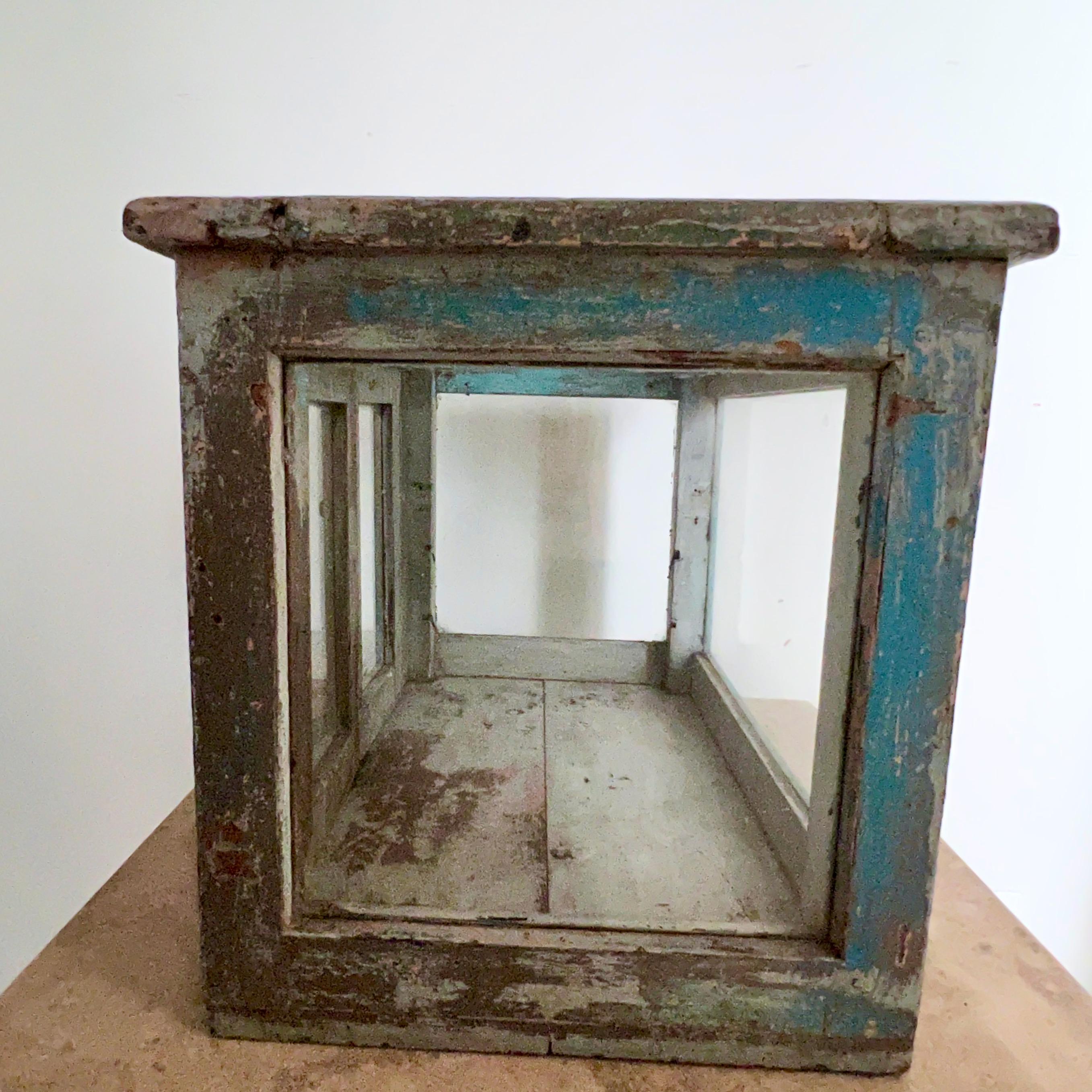 19th Century French Wooden Terrarium with Double Hinged Glass Doors For Sale 5