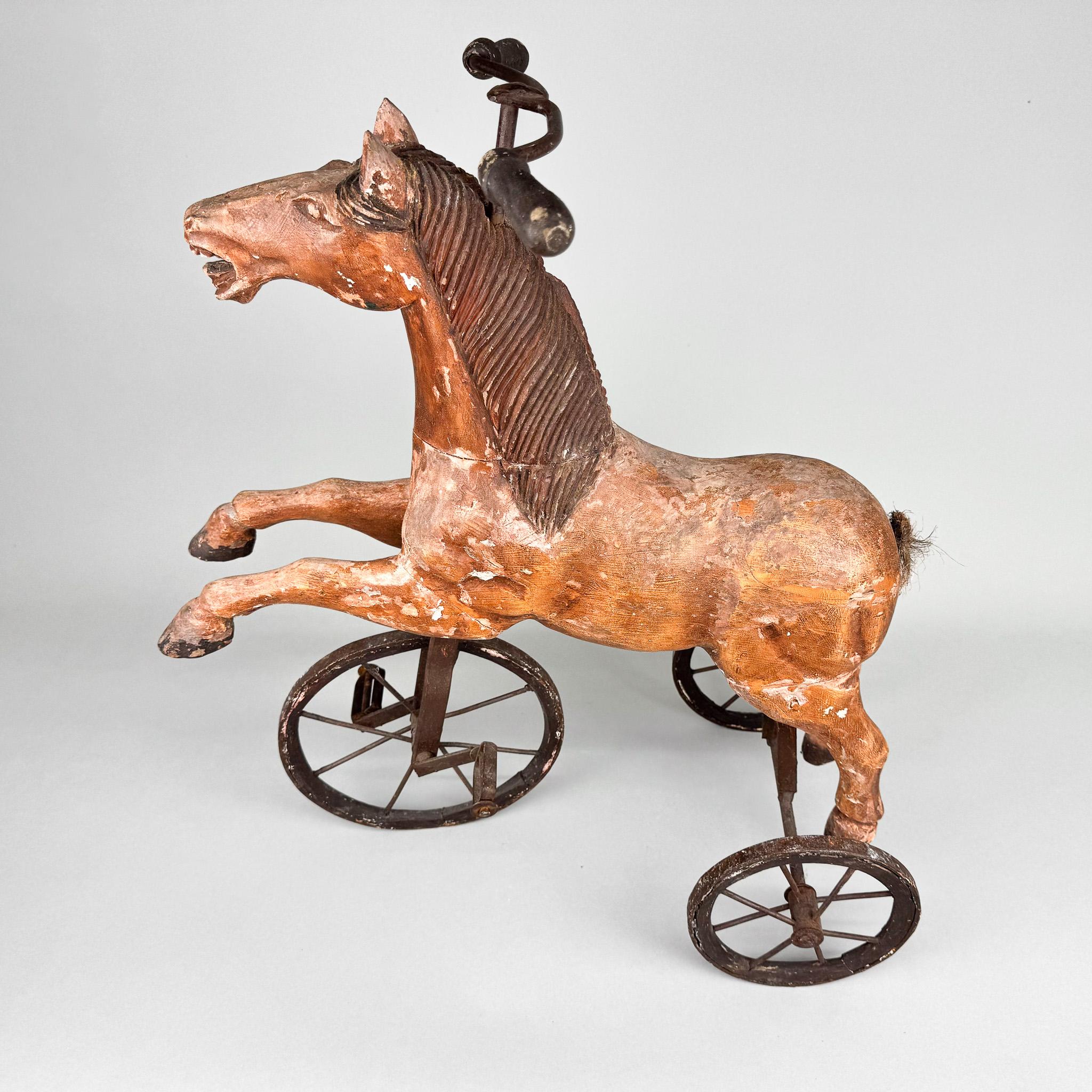 Iron 19th Century French Wooden Tricycle For Sale