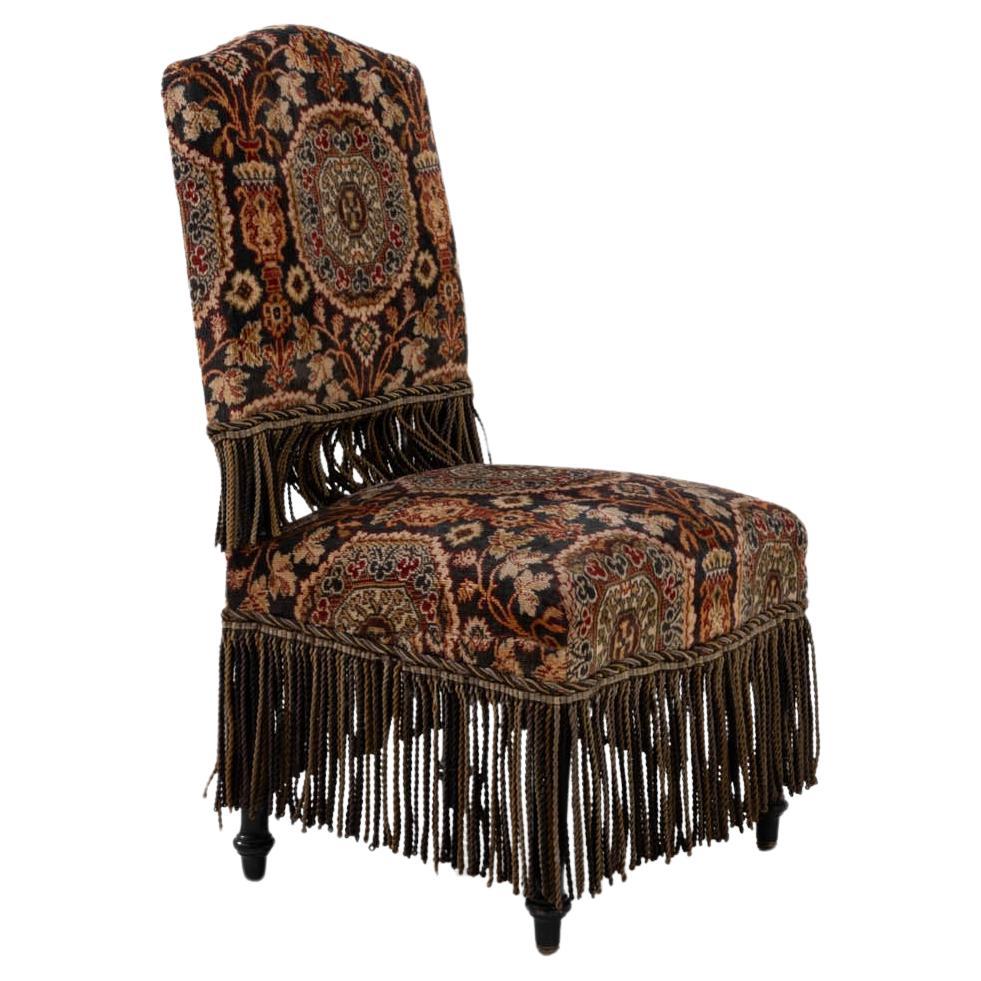 19th Century French Wooden Upholstered Armchair 