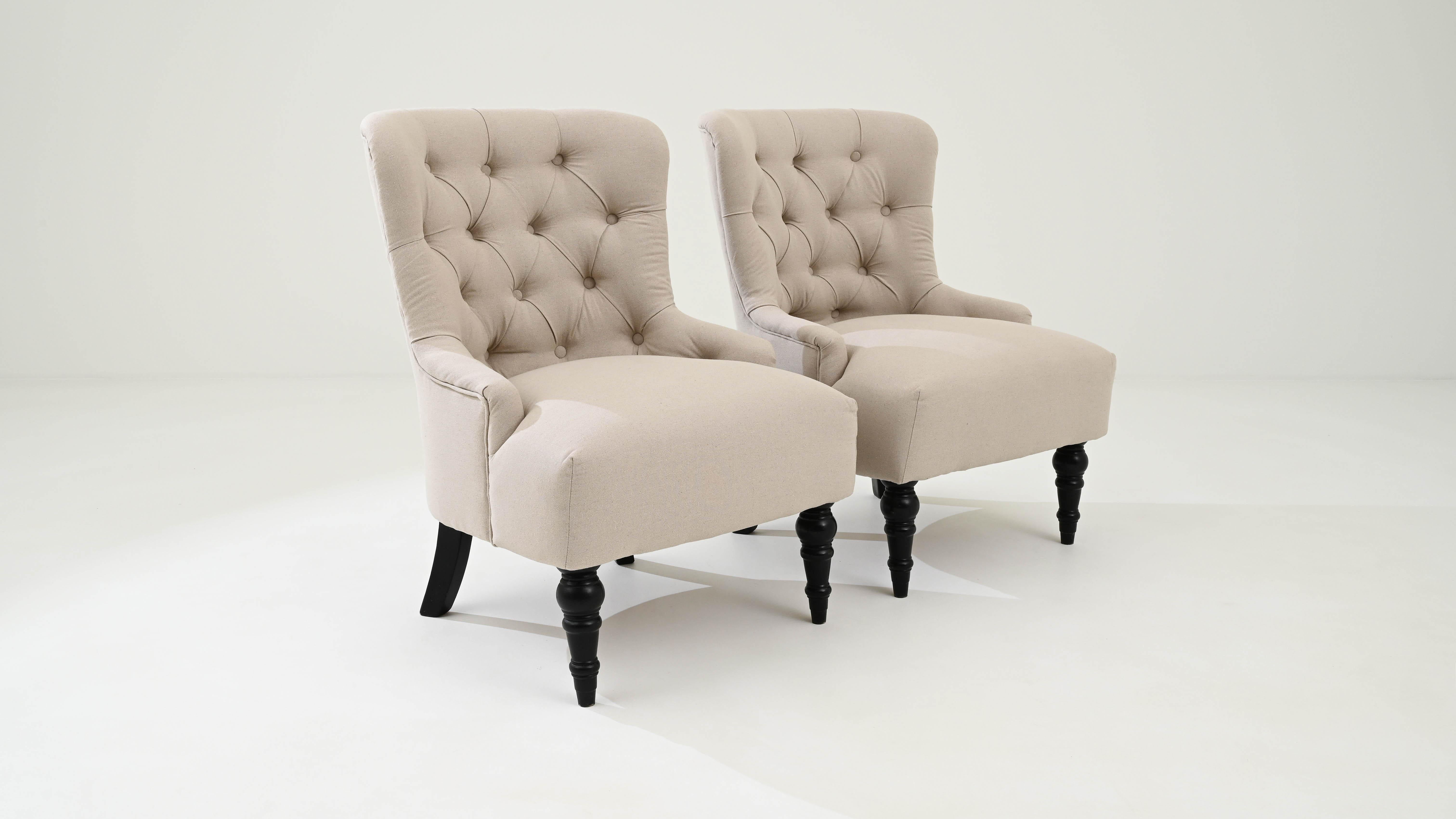 19th Century French Wooden Upholstered Armchairs 6
