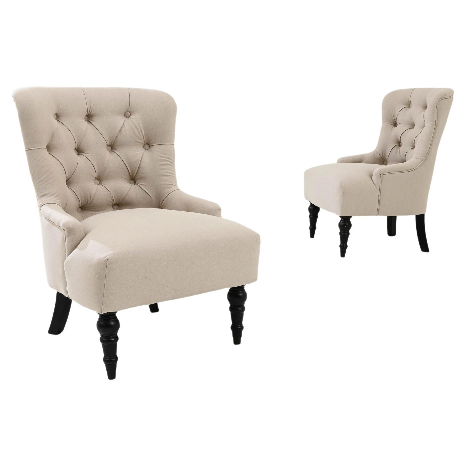 19th Century French Wooden Upholstered Armchairs