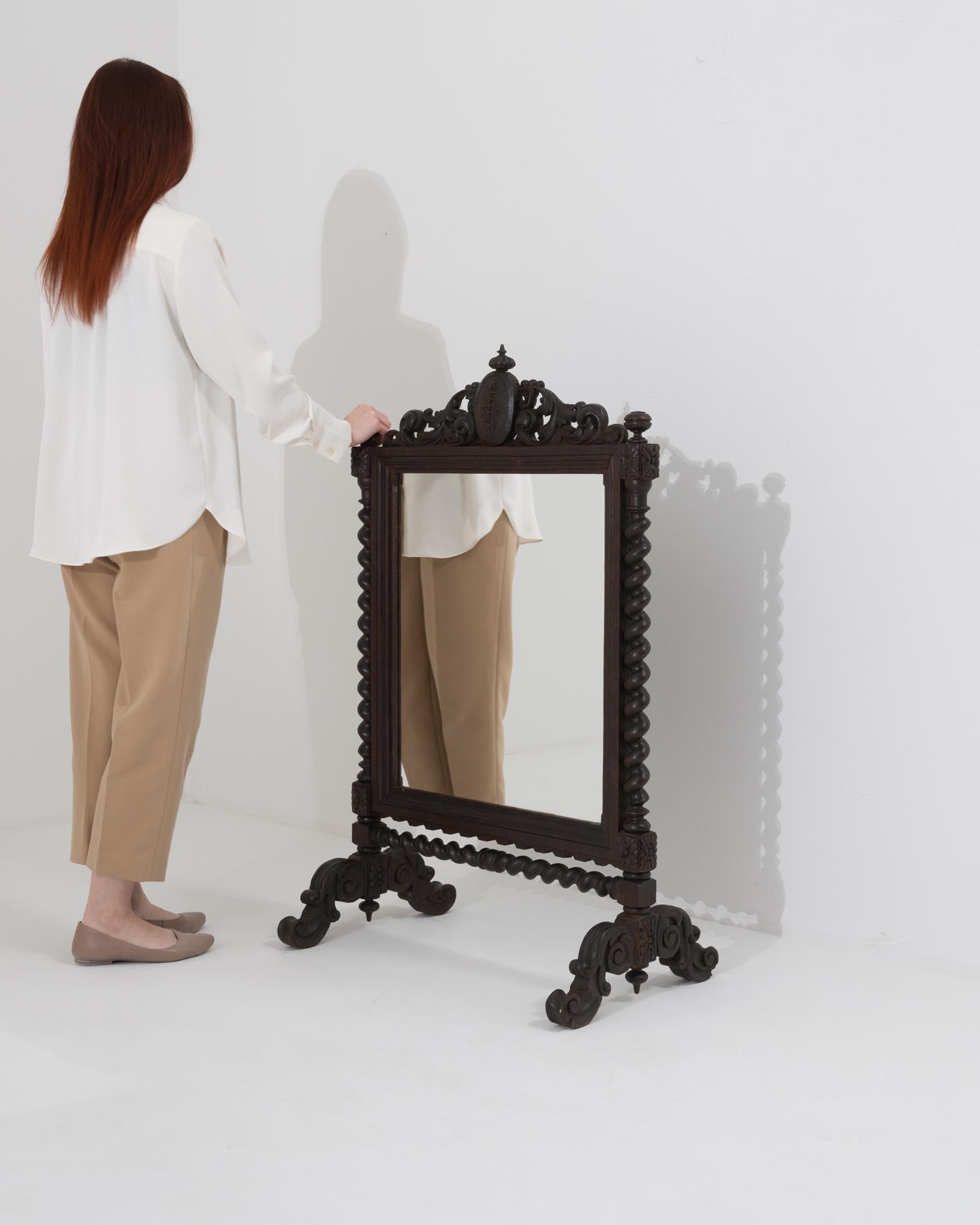 19th Century French Wooden Vanity Mirror For Sale at 1stDibs