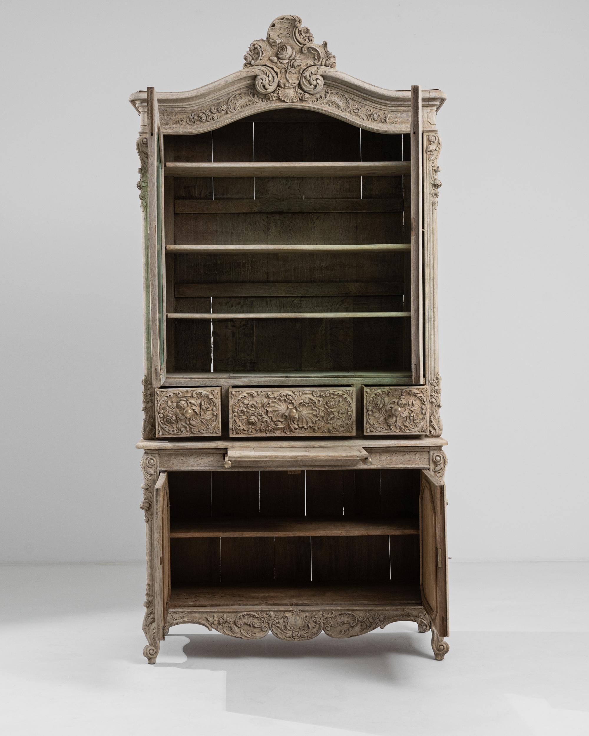 Bleached 19th Century French Wooden Vitrine